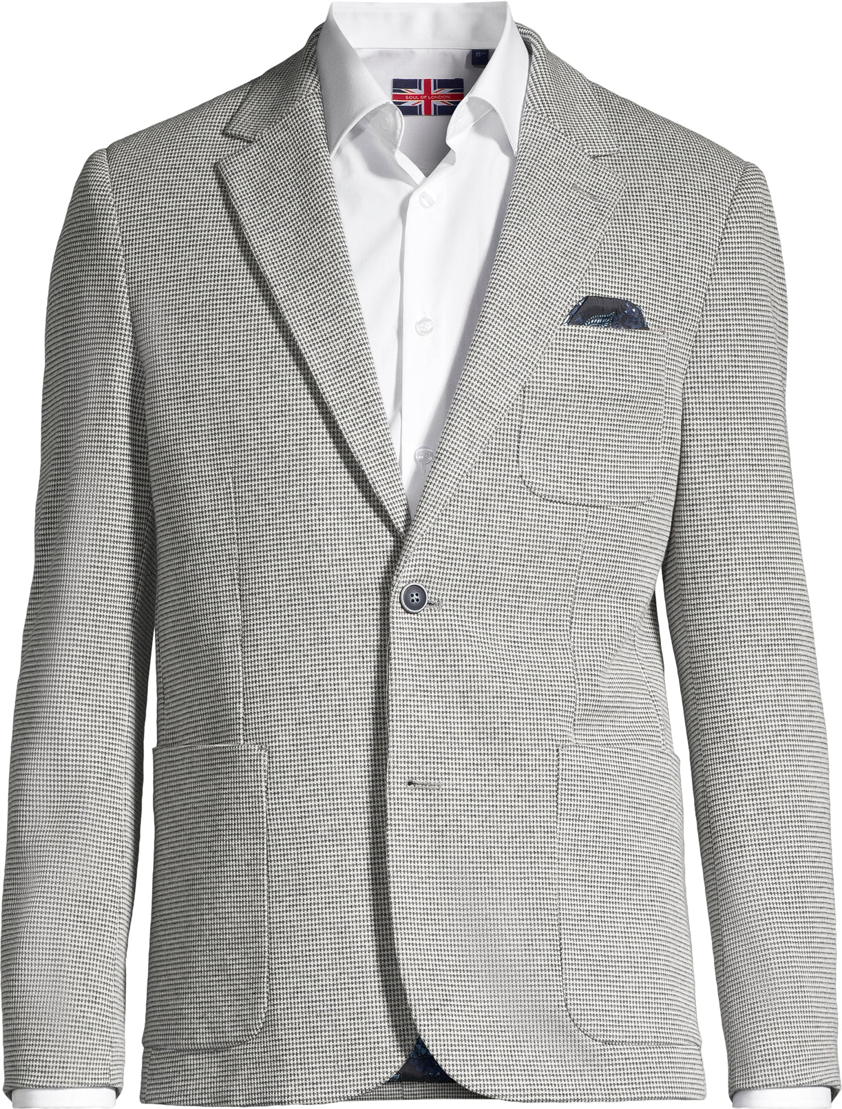 Cotton/Stretch Houndstooth Blazer - Blue - Image 3