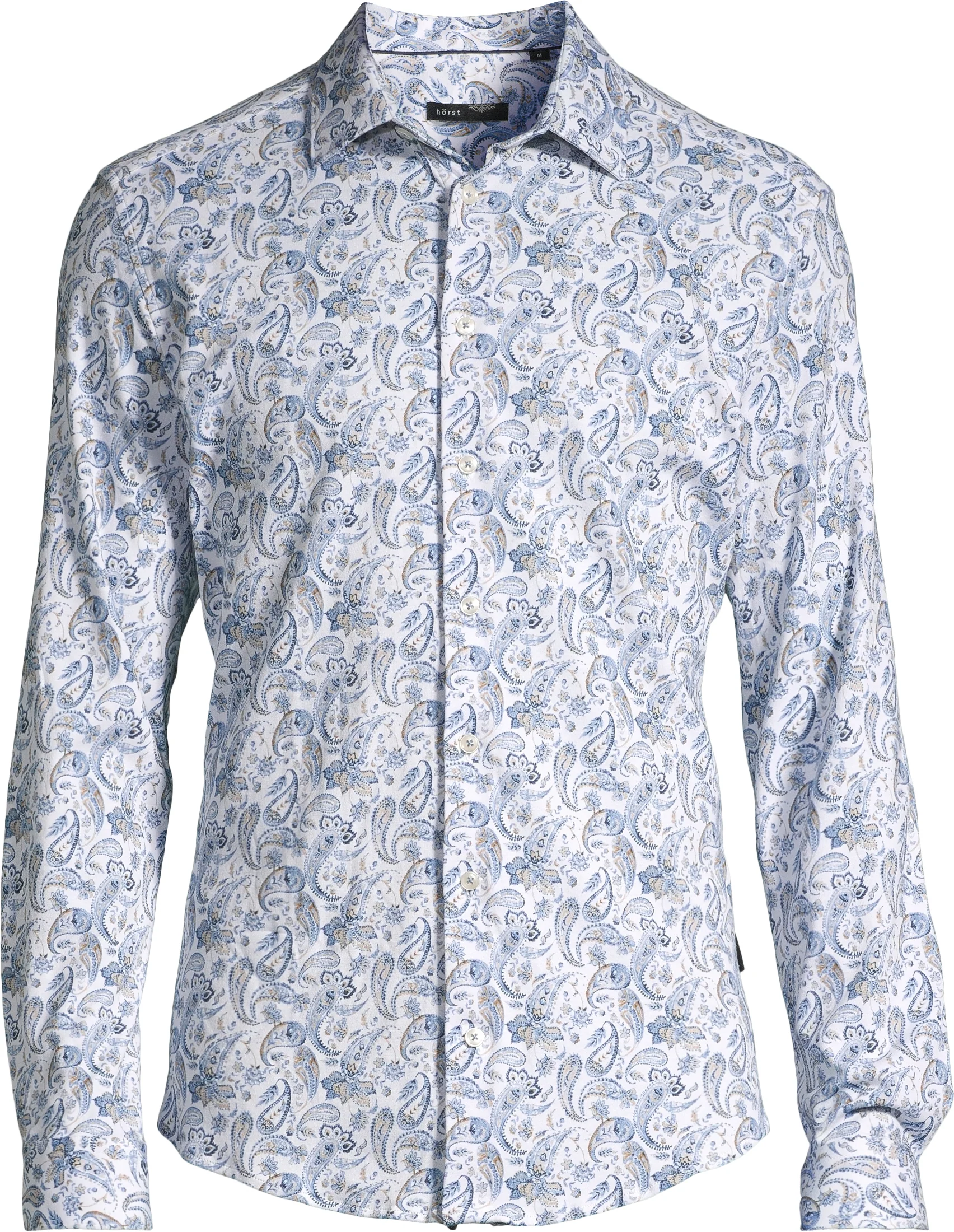 Cotton/Stretch Paisley Knit Sport Shirt - Blue - Image 3