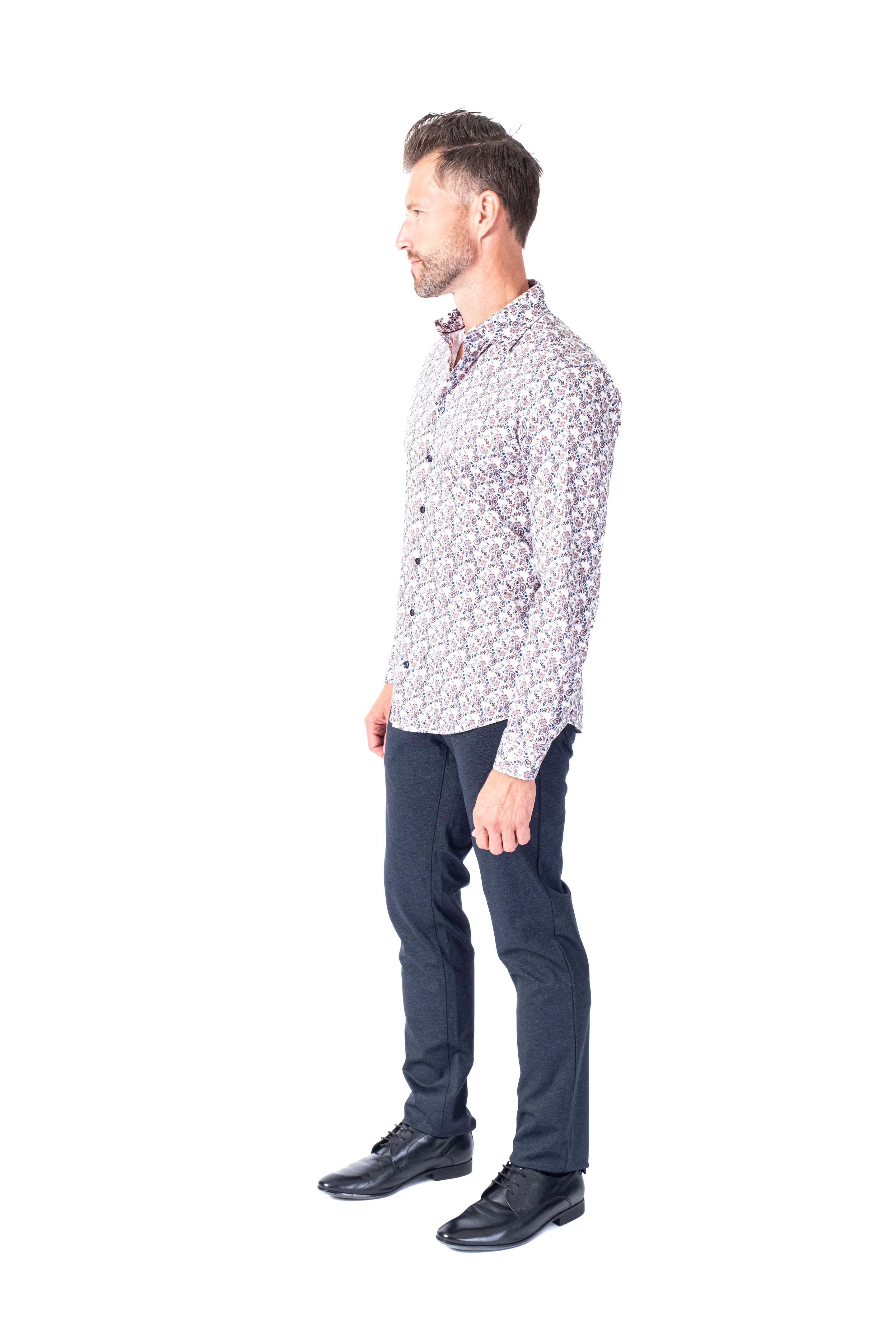 Cotton/Stretch Paisley Woven Sport Shirt - Multi - Image 3