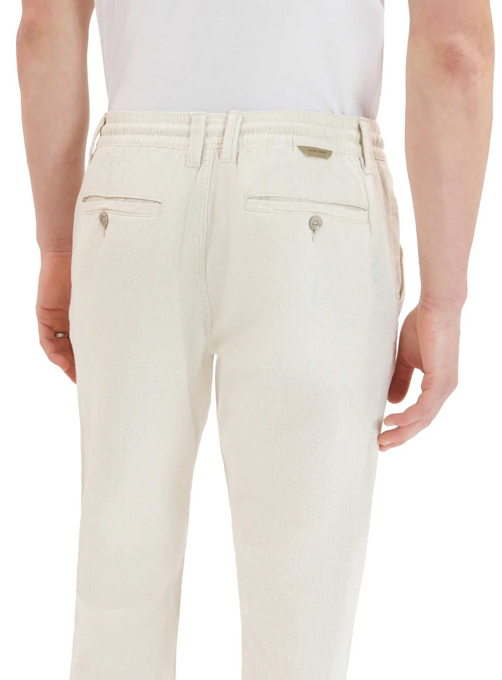 Drawstring Linen/Cotton Pants - Natural - Image 3