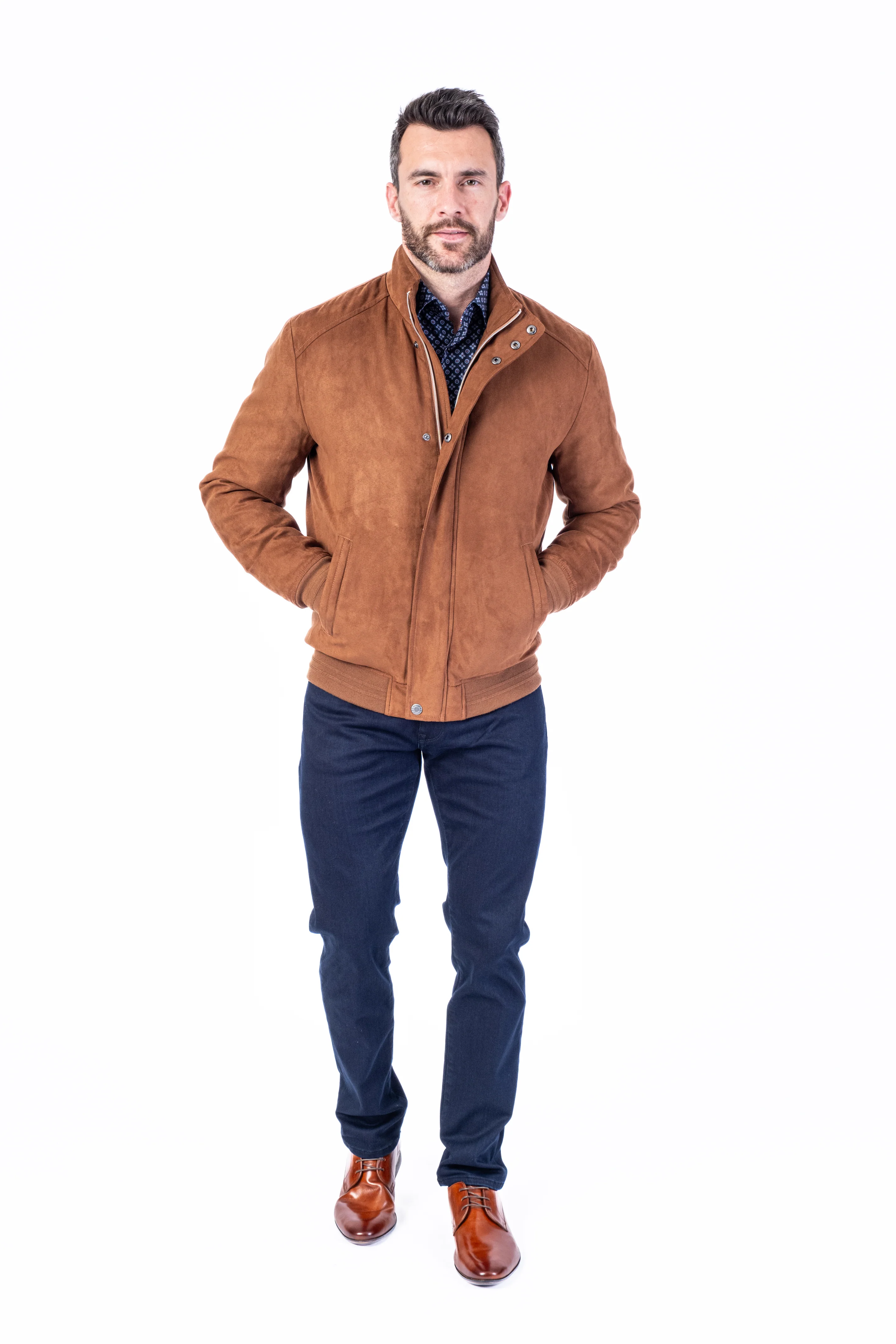 Microfibre Bomber "Harry" - Cognac - Image 2