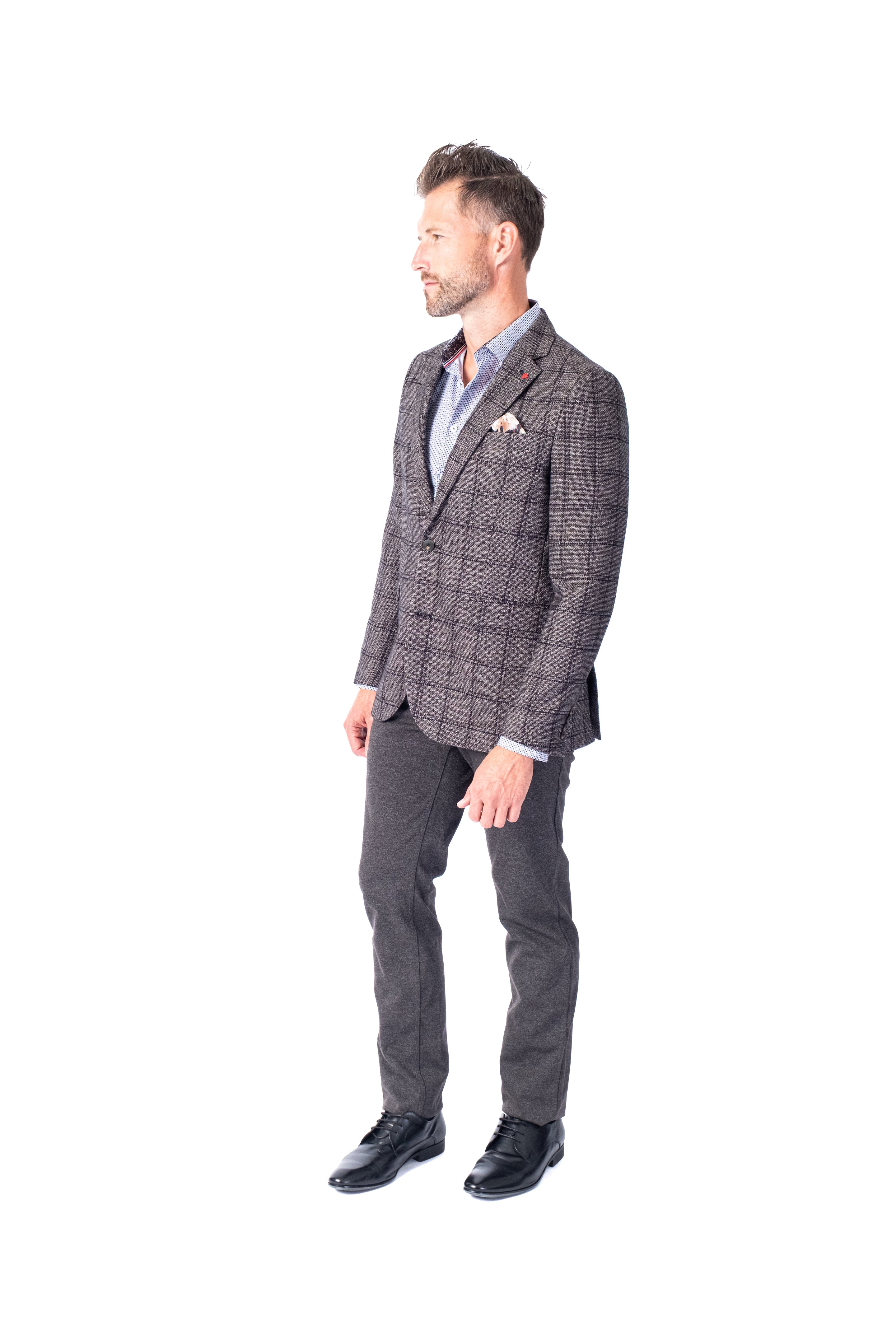 Large Check Blazer - Sand - Image 3