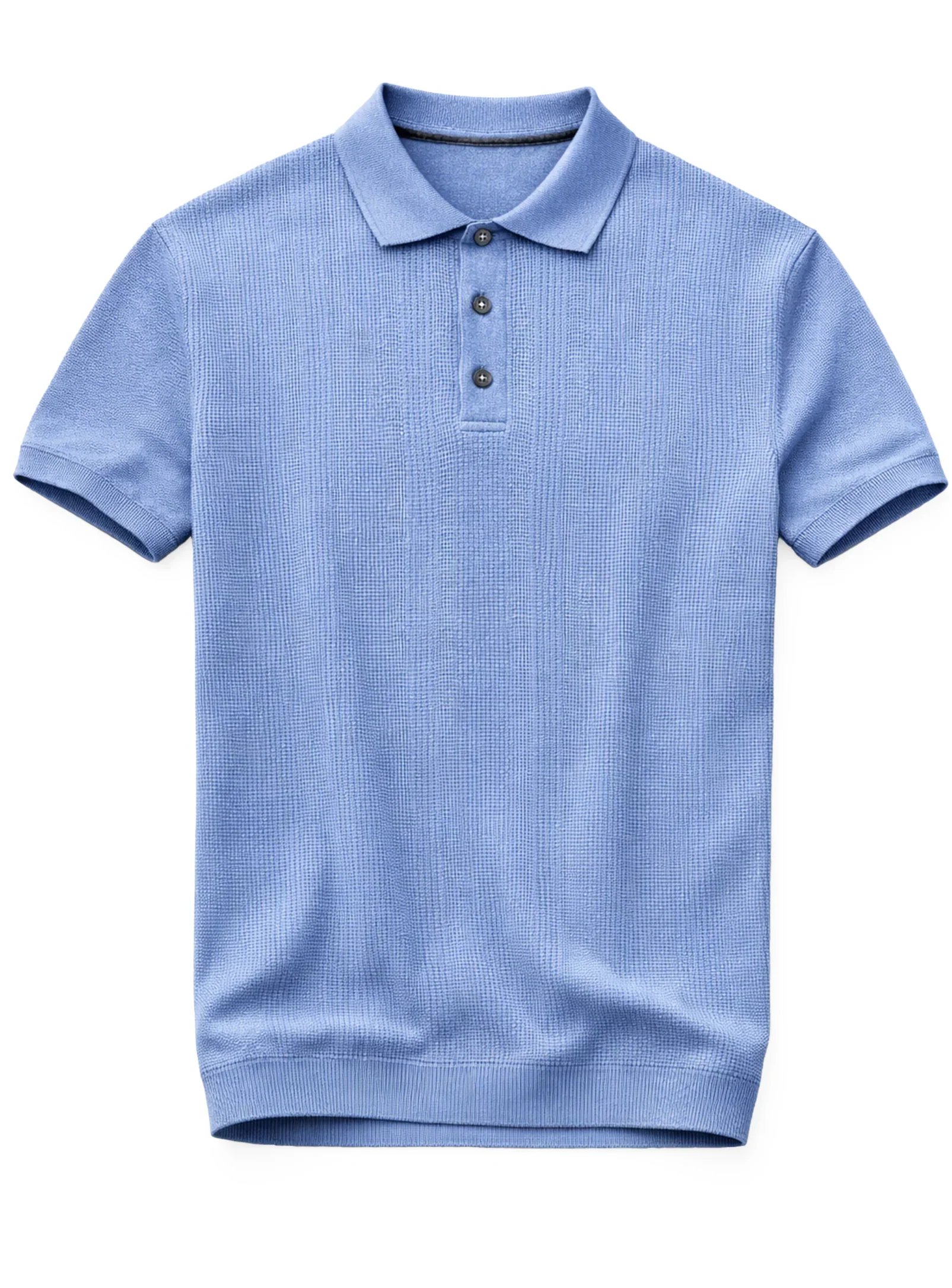 Light Knit Cotton Polo - Light Blue - Image 3