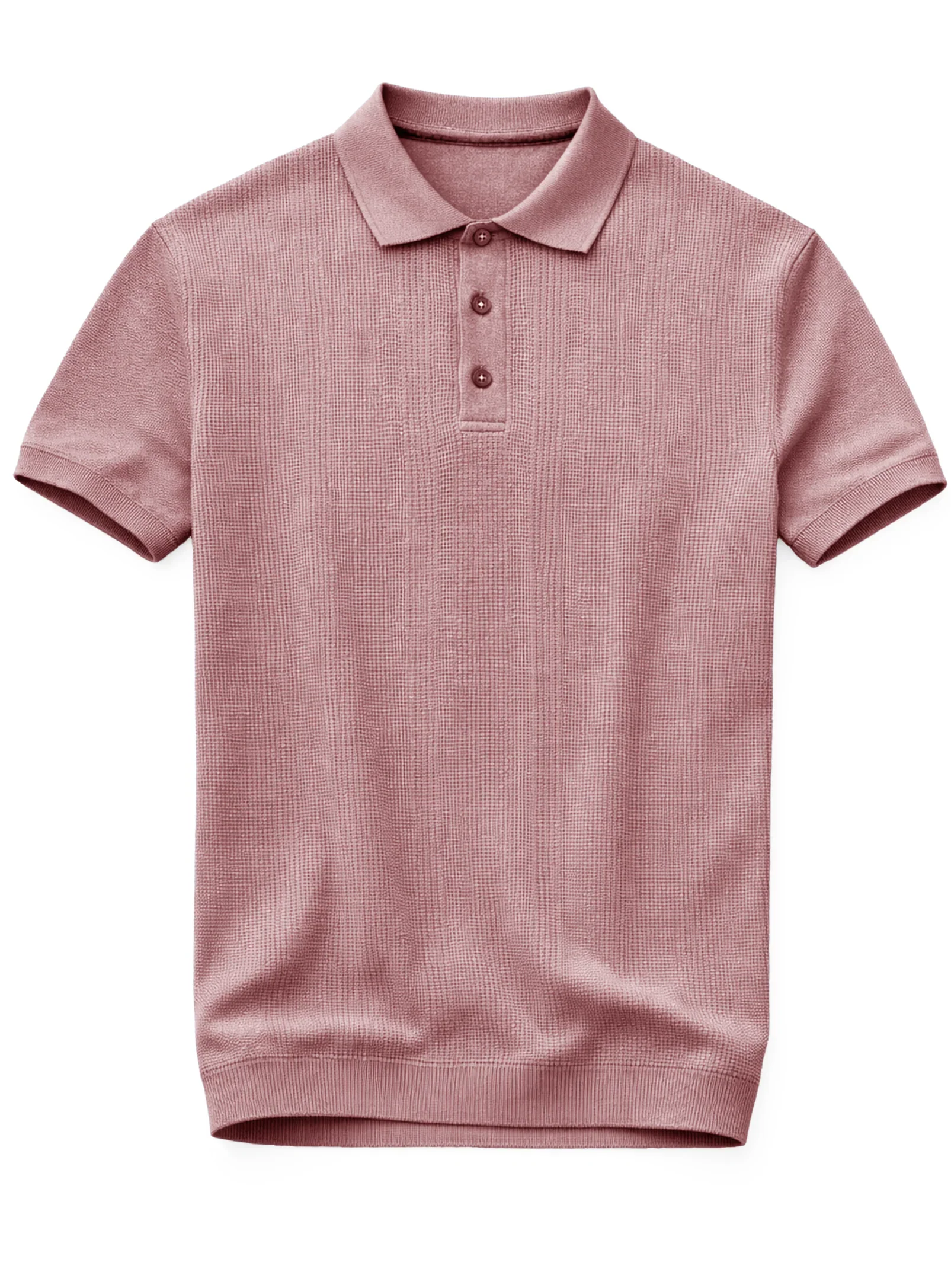 Light Knit Cotton Polo - Pink - Image 3
