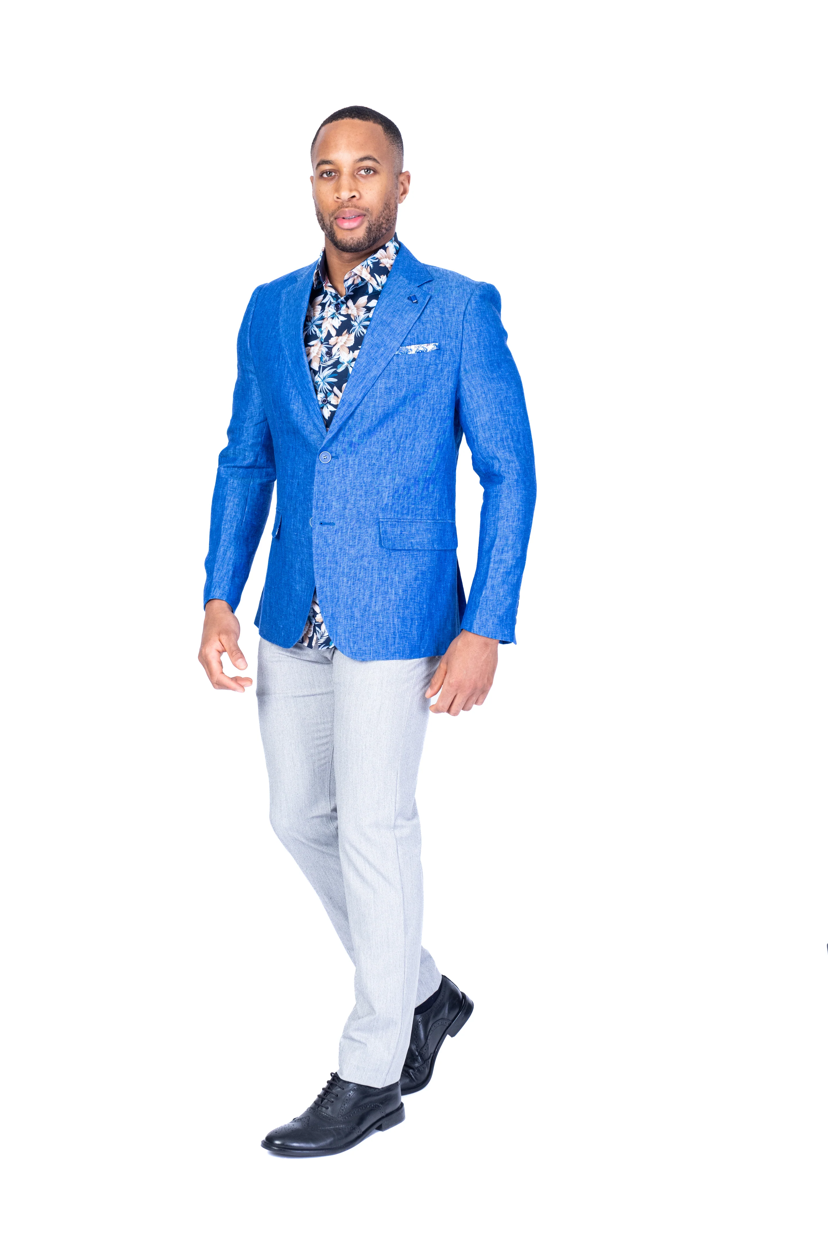 Linen Blazer - Royal Blue - Image 3