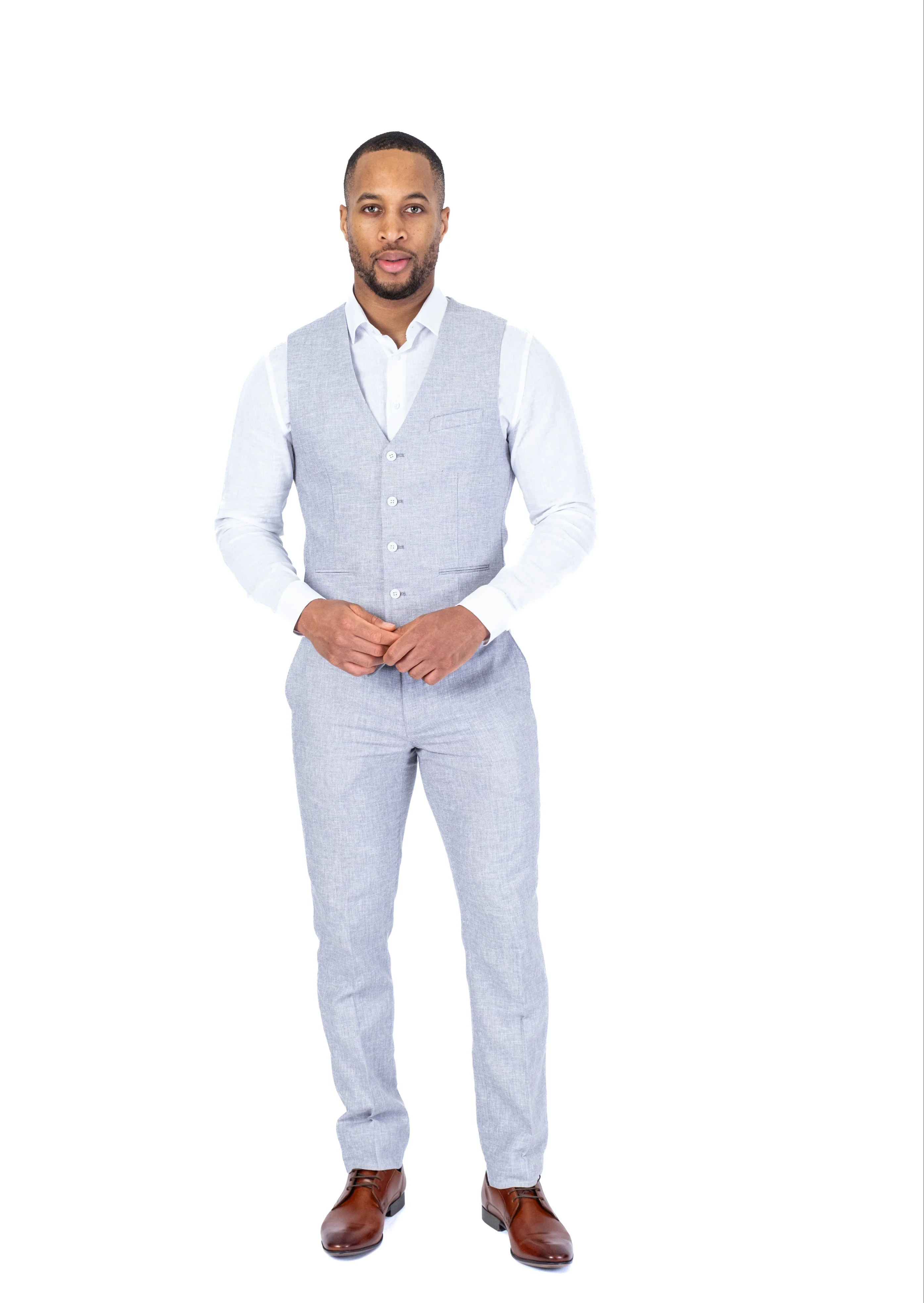 Linen Vest Separate - Light Grey - Image 3