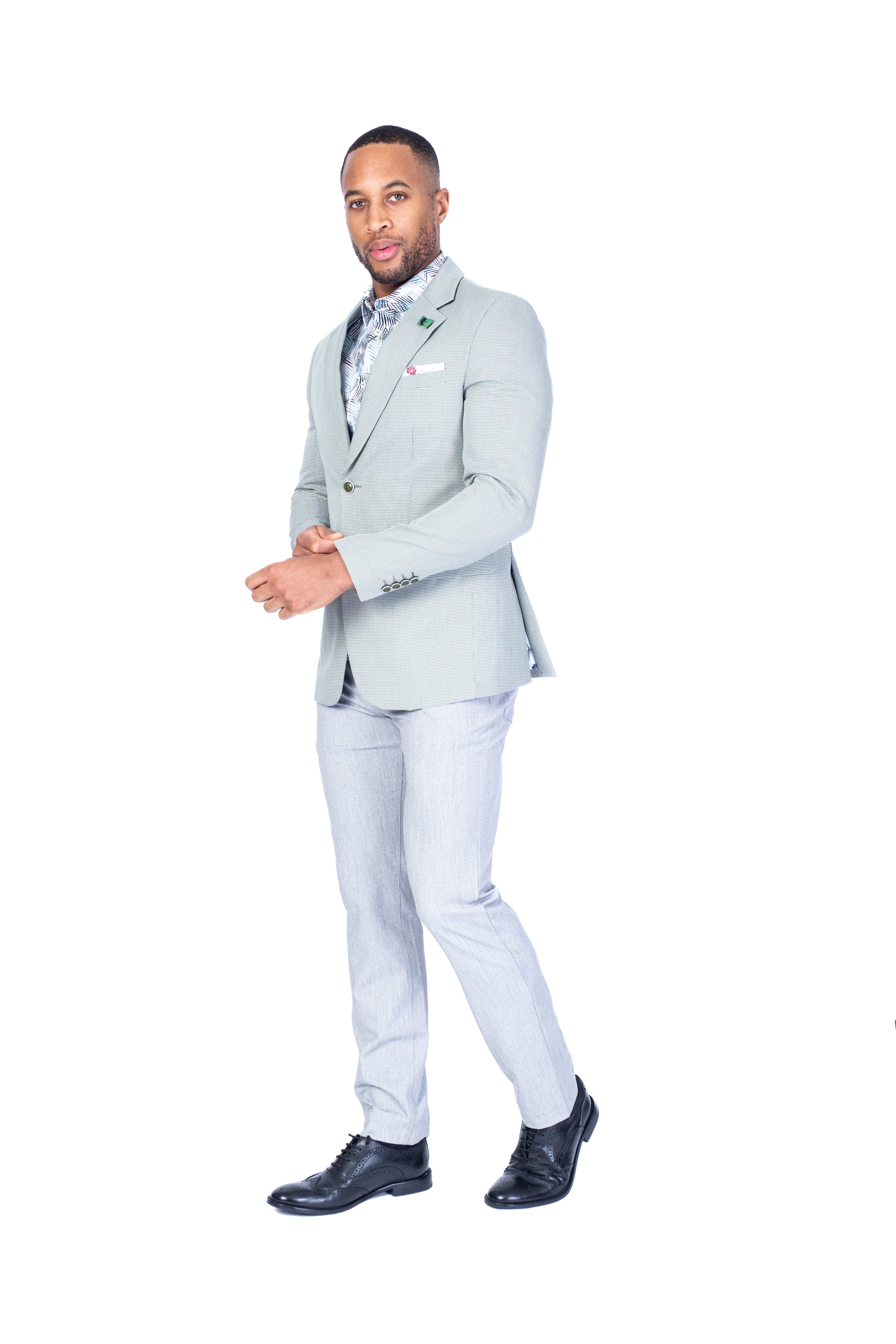 Mini Houndstooth Blazer - Green / White - Image 3
