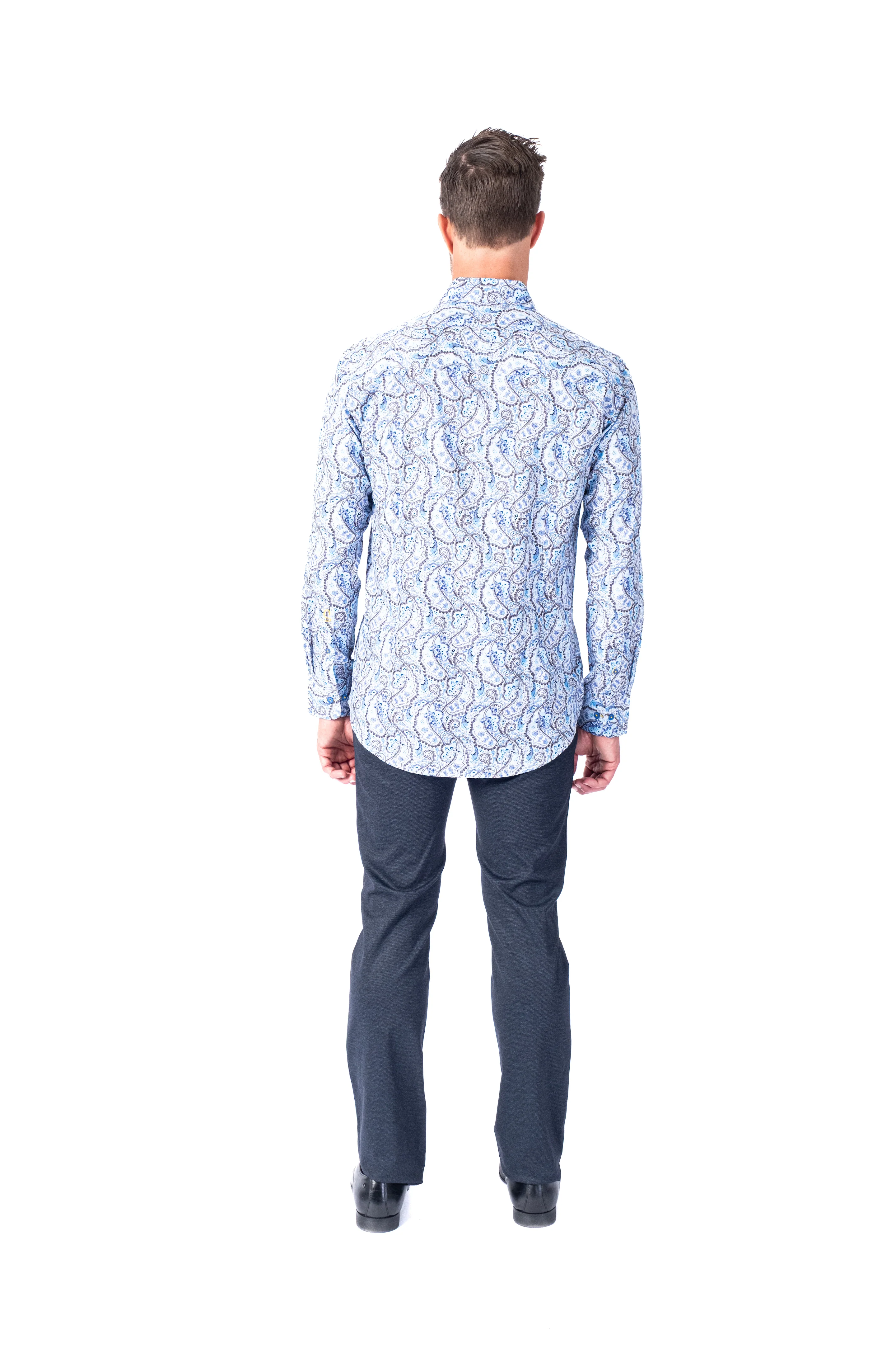 Paisley Print "Fidel" Shirt - Sky - Image 4