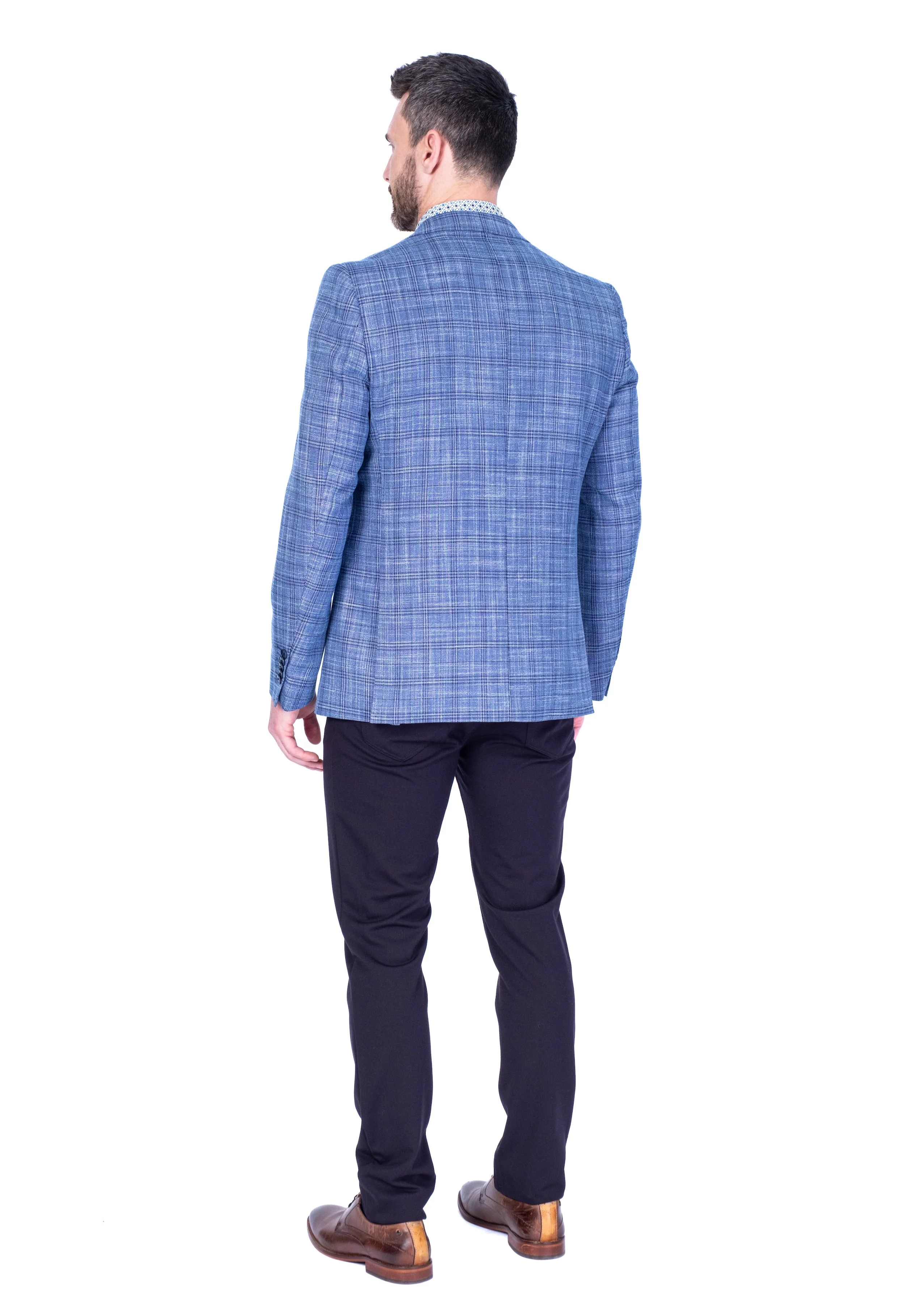 Plaid Sports Jacket - Blue - Image 4