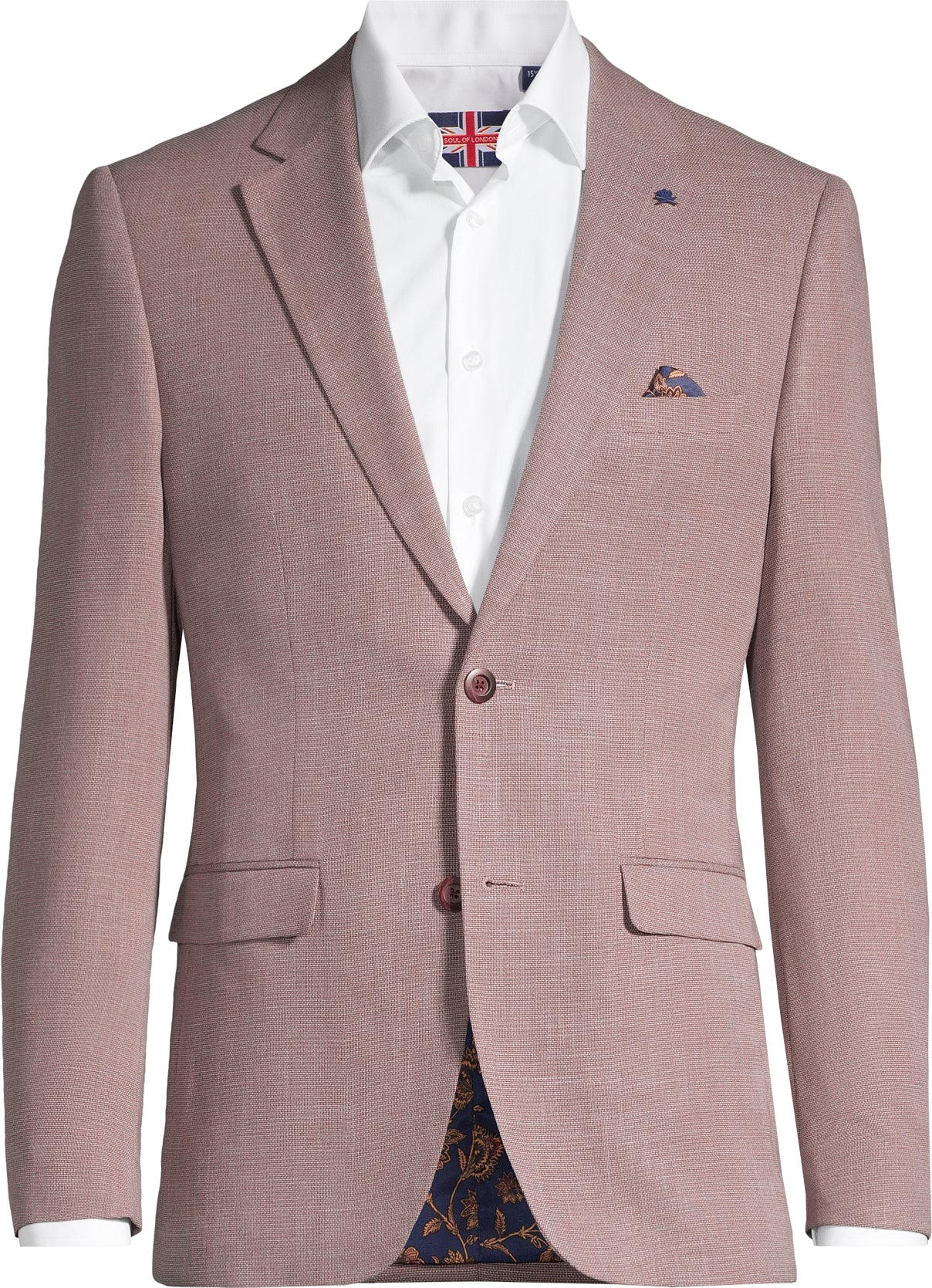 Poly/Stretch Textured Blazer - Burgundy - Image 3