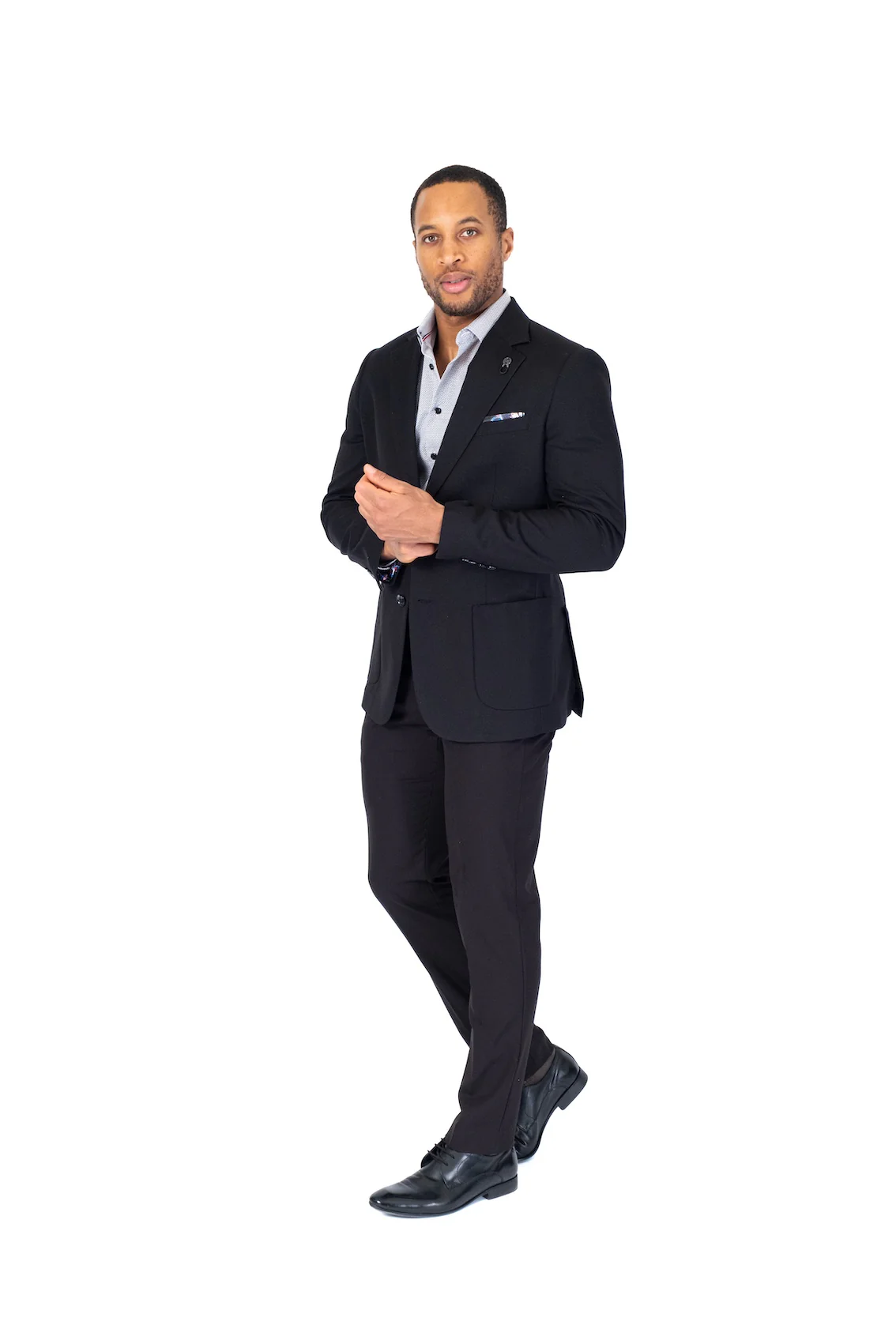 Solid Textured Patch Pocket Blazer - Black - Image 2