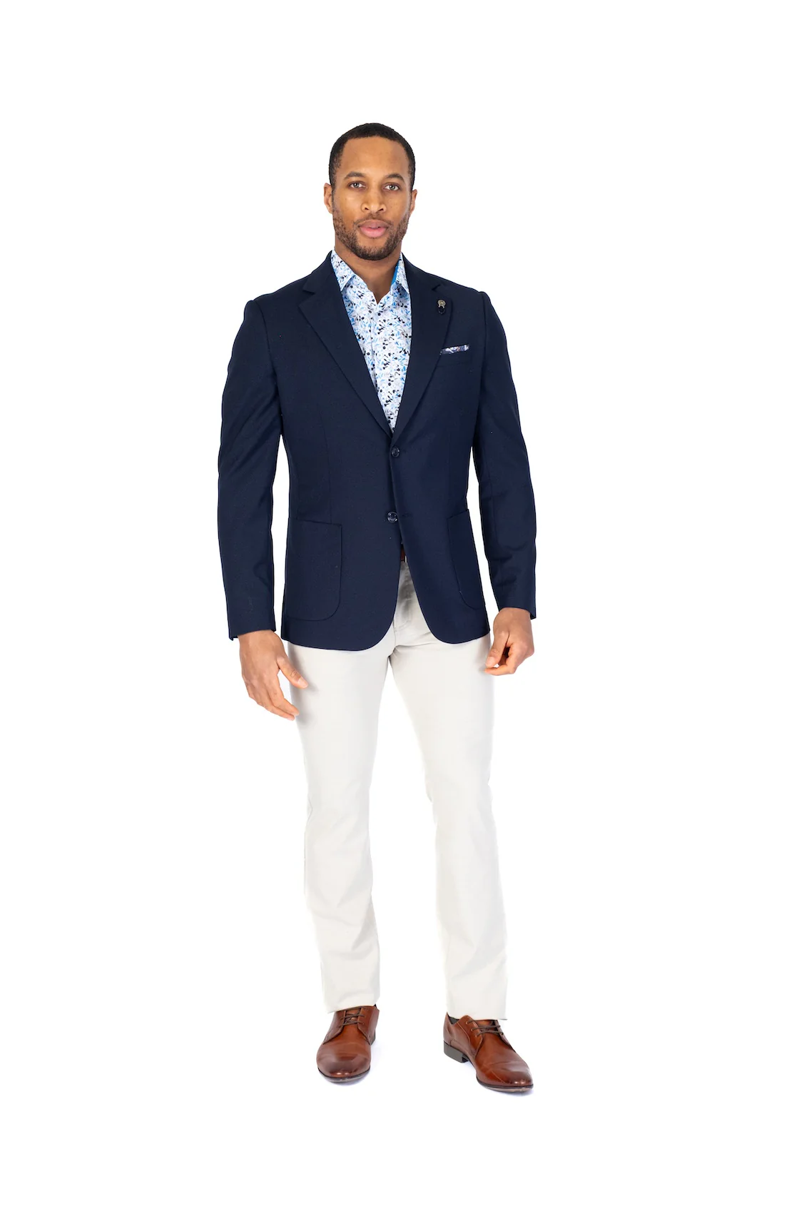 Solid Textured Patch Pocket Blazer - Navy - Image 3