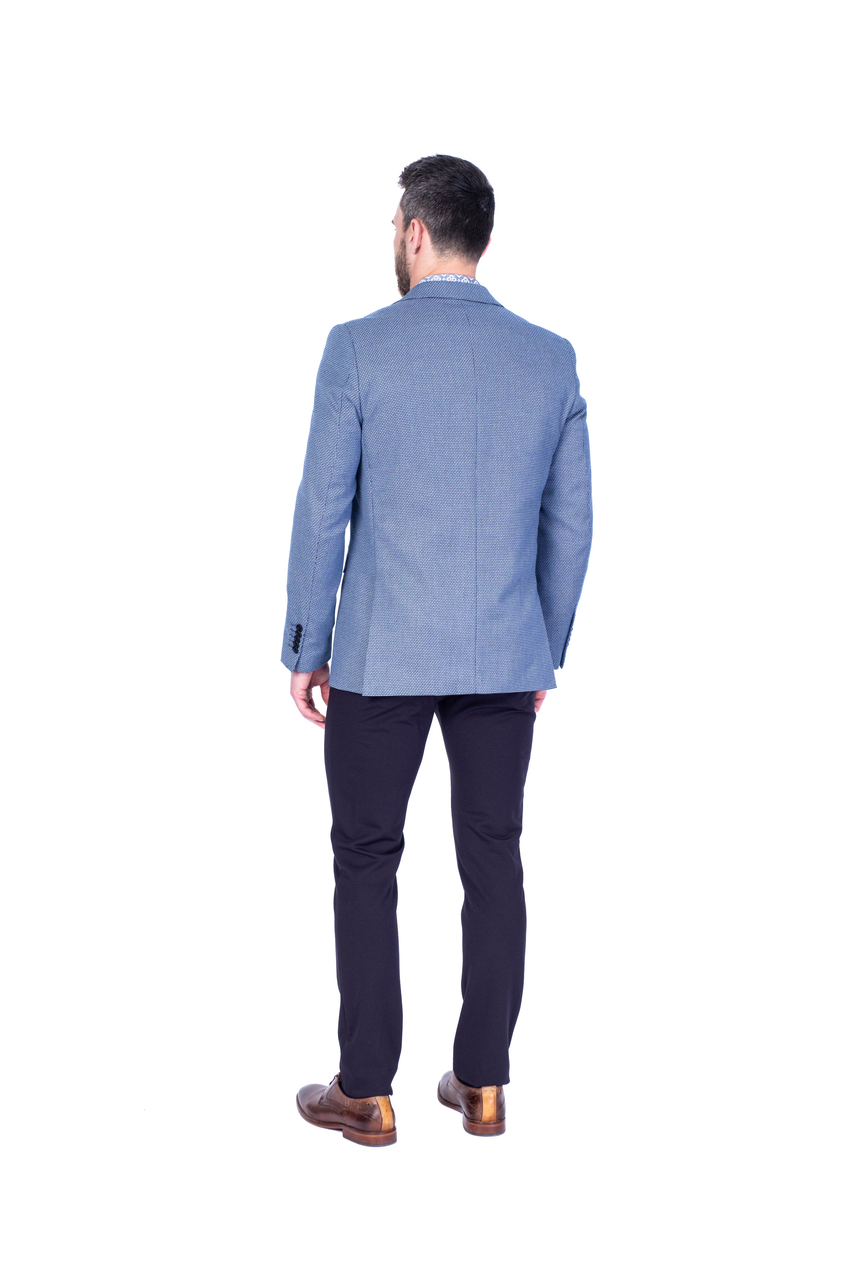 Textured Neat Sports Jacket - Blue / Black - Image 4