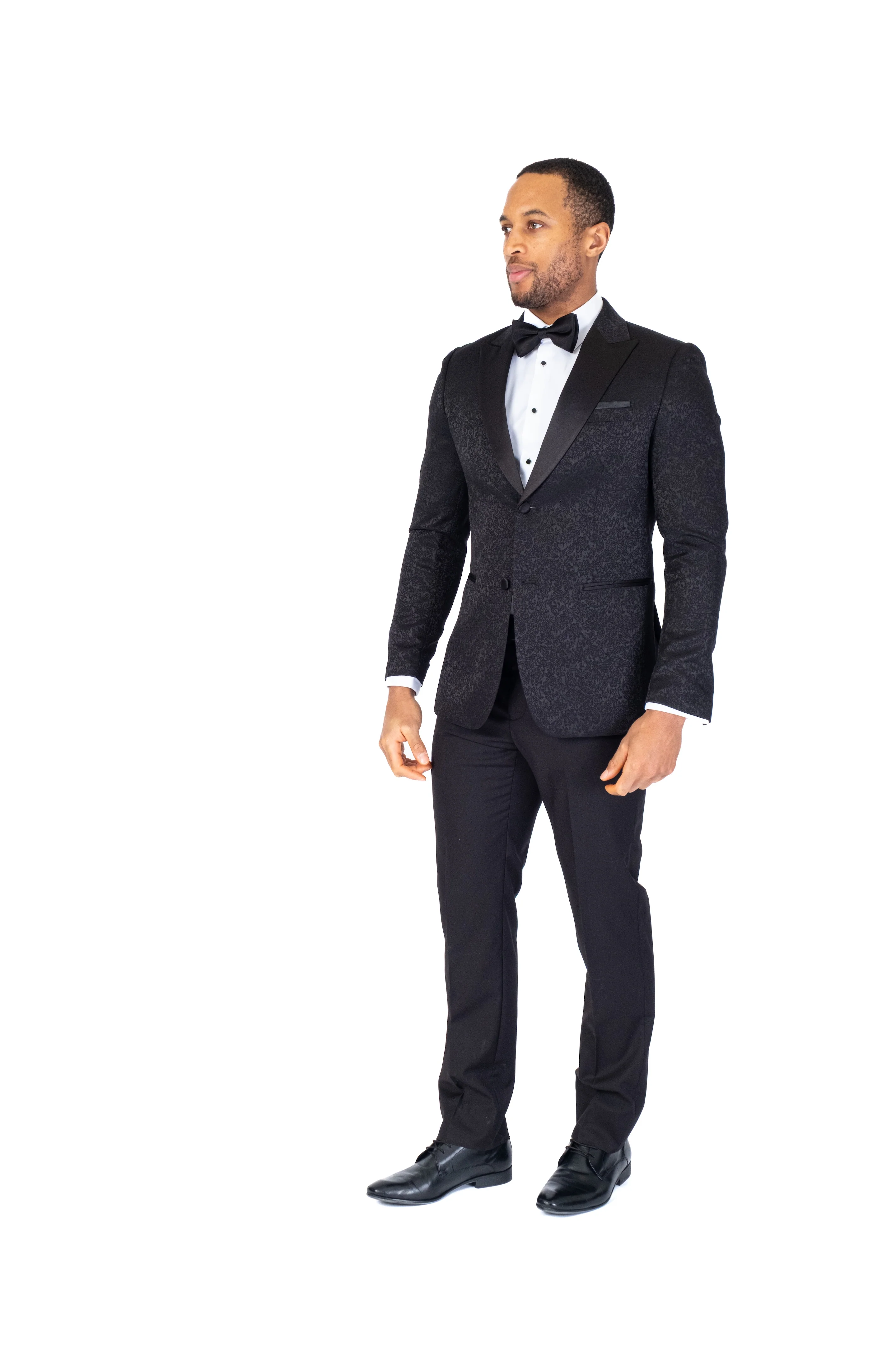 Tonal Paisley Tux w/ Solid Pant - Black - Image 3