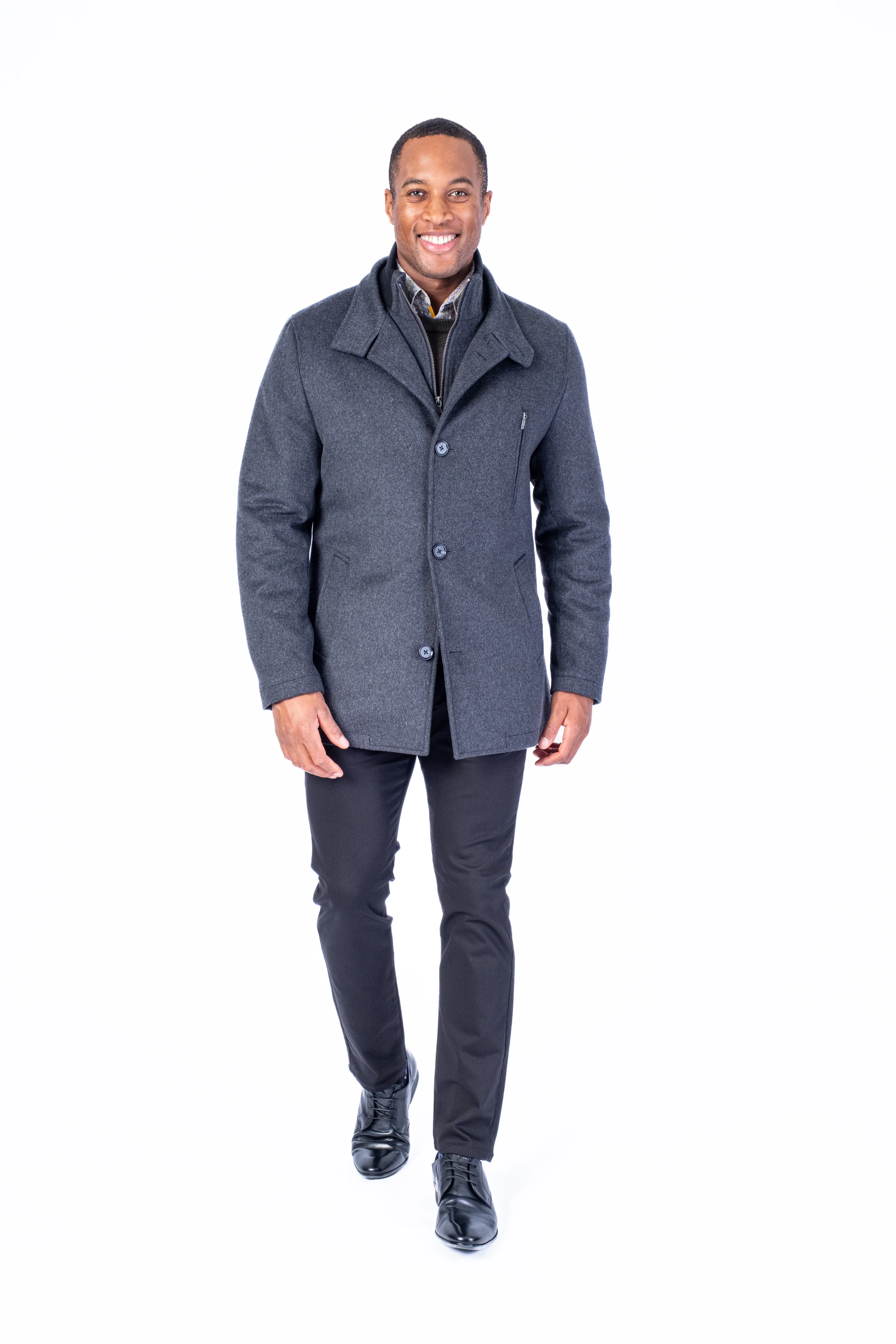 Wool & Cashmere Car Coat - Charcoal - Image 2