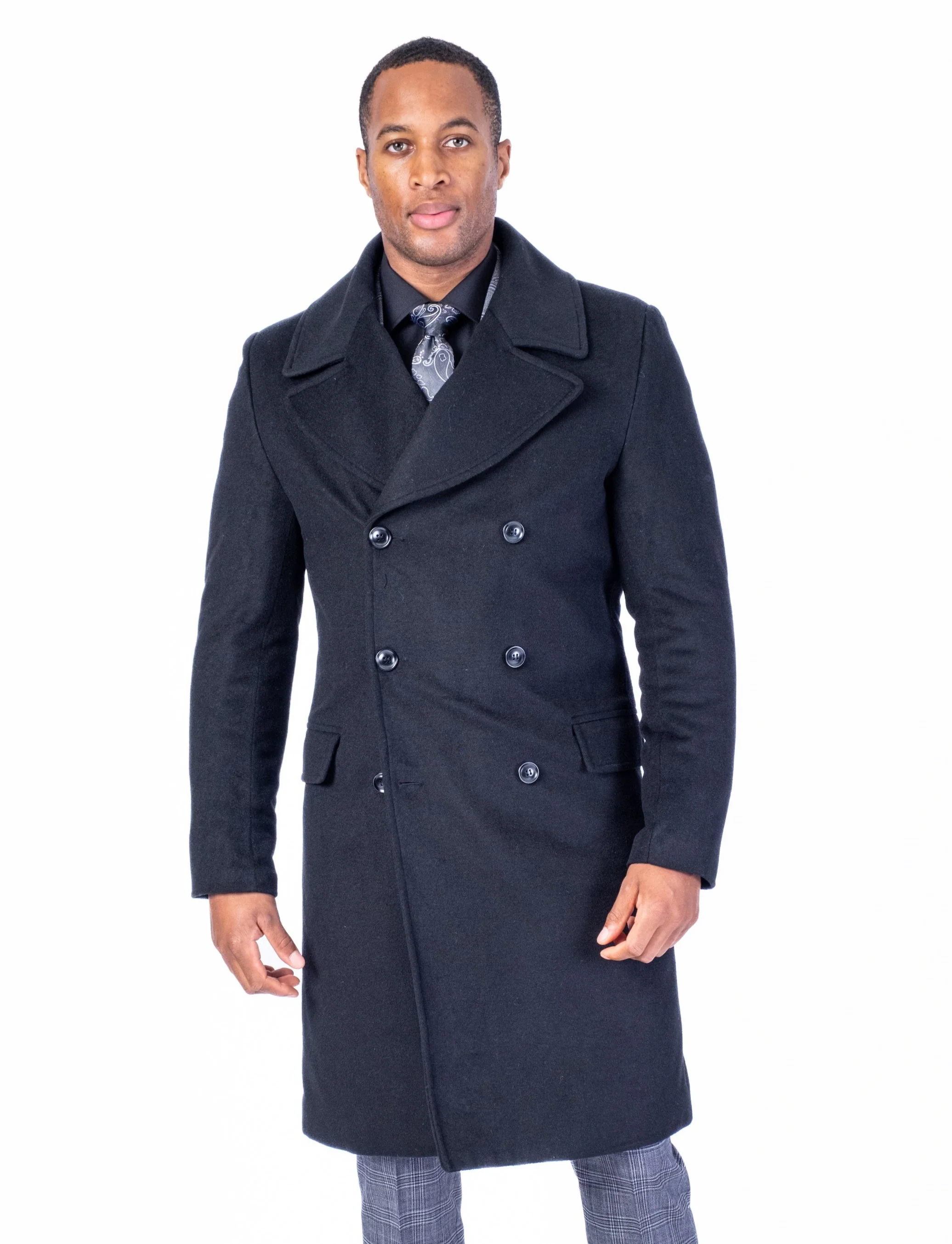 Wool & Cashmere Double-Breasted Topcoat - Black