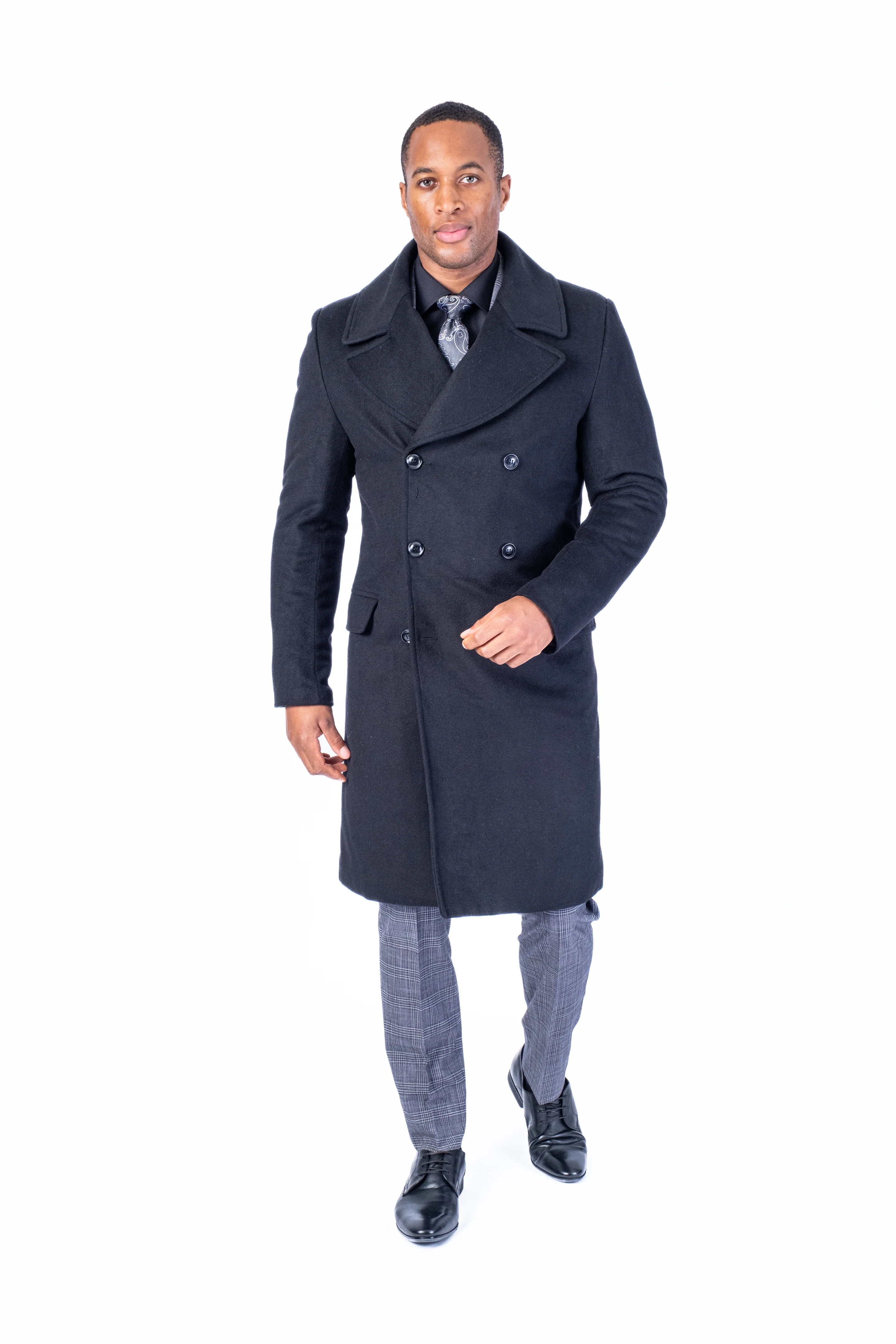 Wool & Cashmere Double-Breasted Topcoat - Black - Image 2