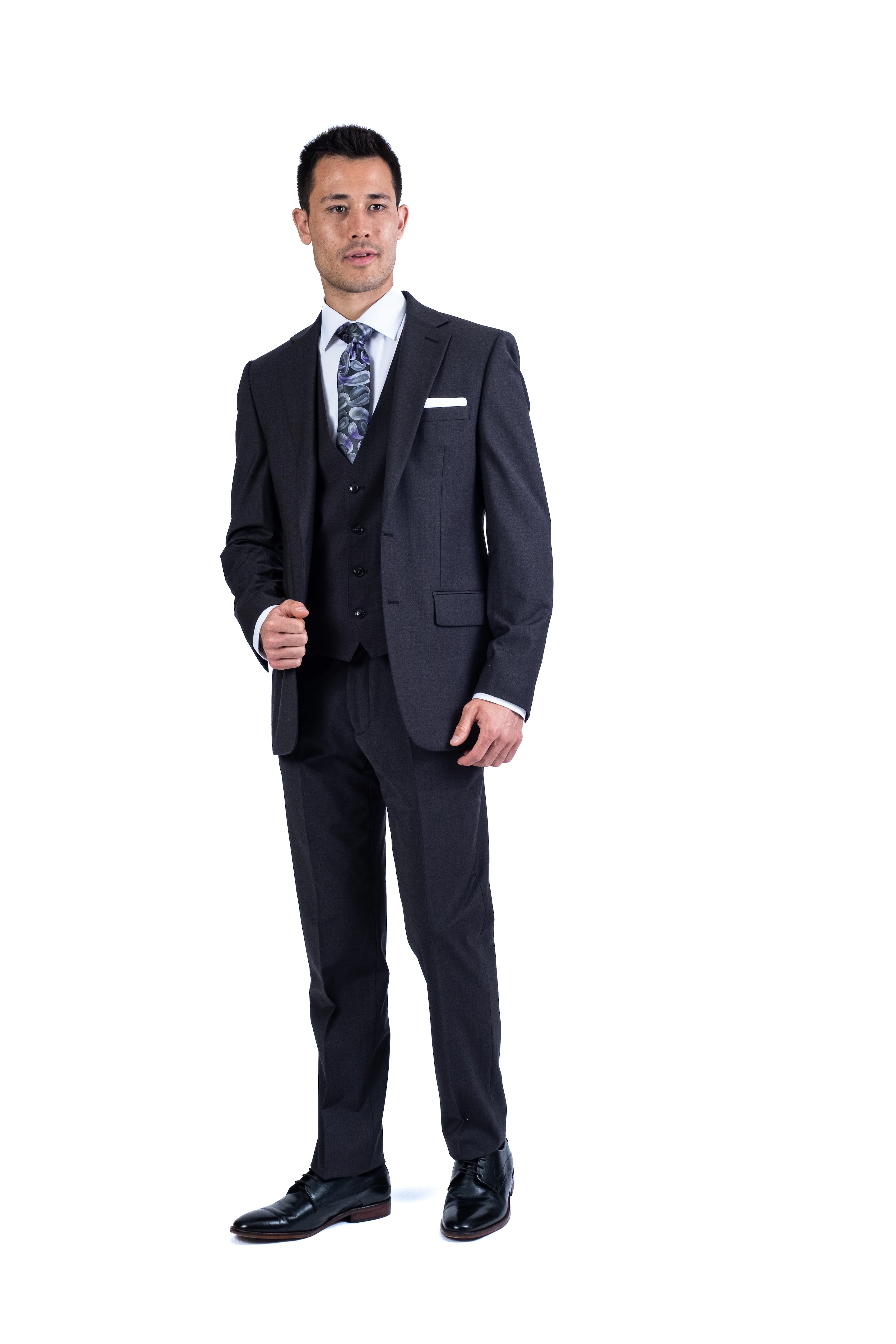 Wool/Stretch Separates Vest - Charcoal - Image 3
