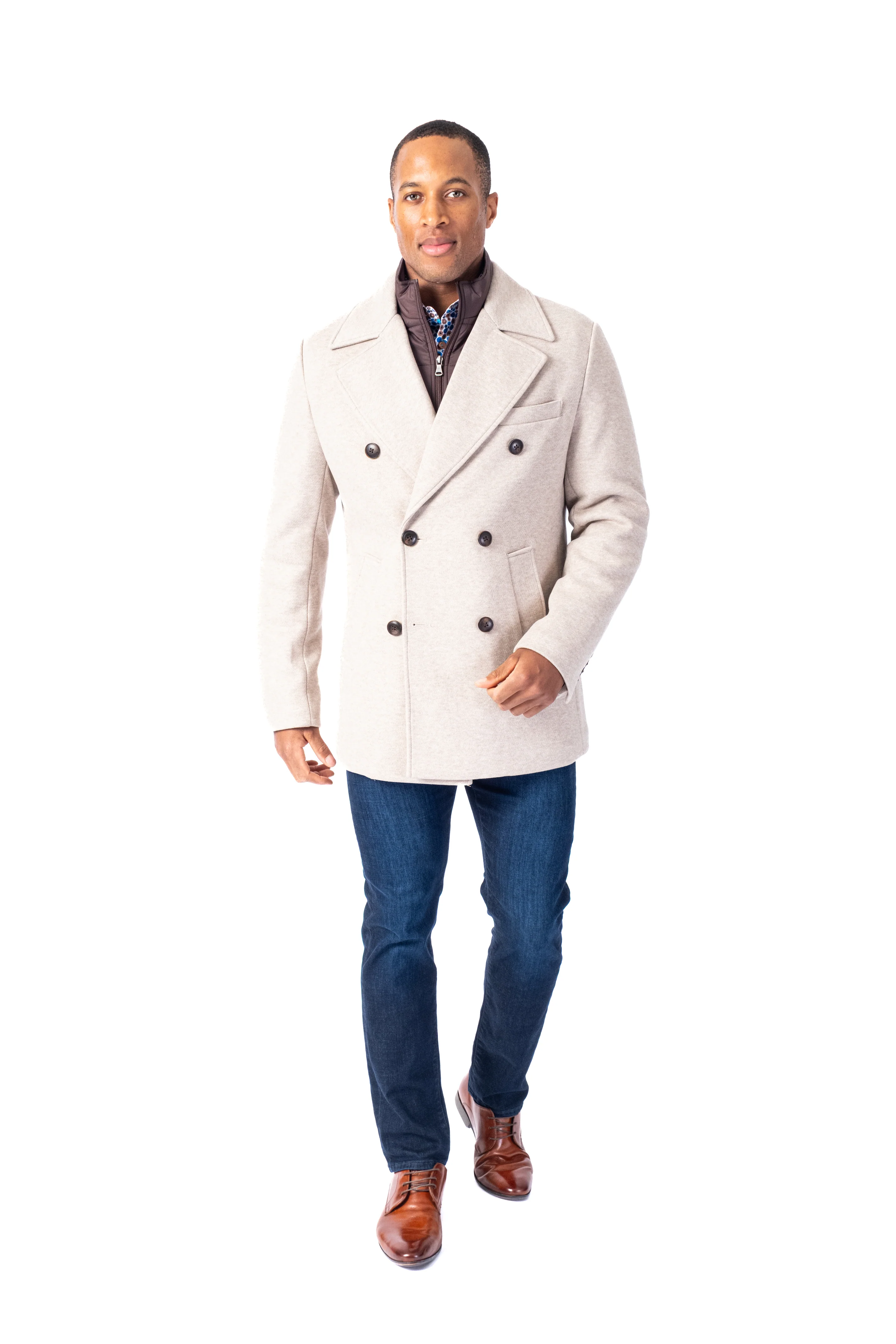 Wool / Stretch Zipout Peacoat - Oatmeal - Image 2