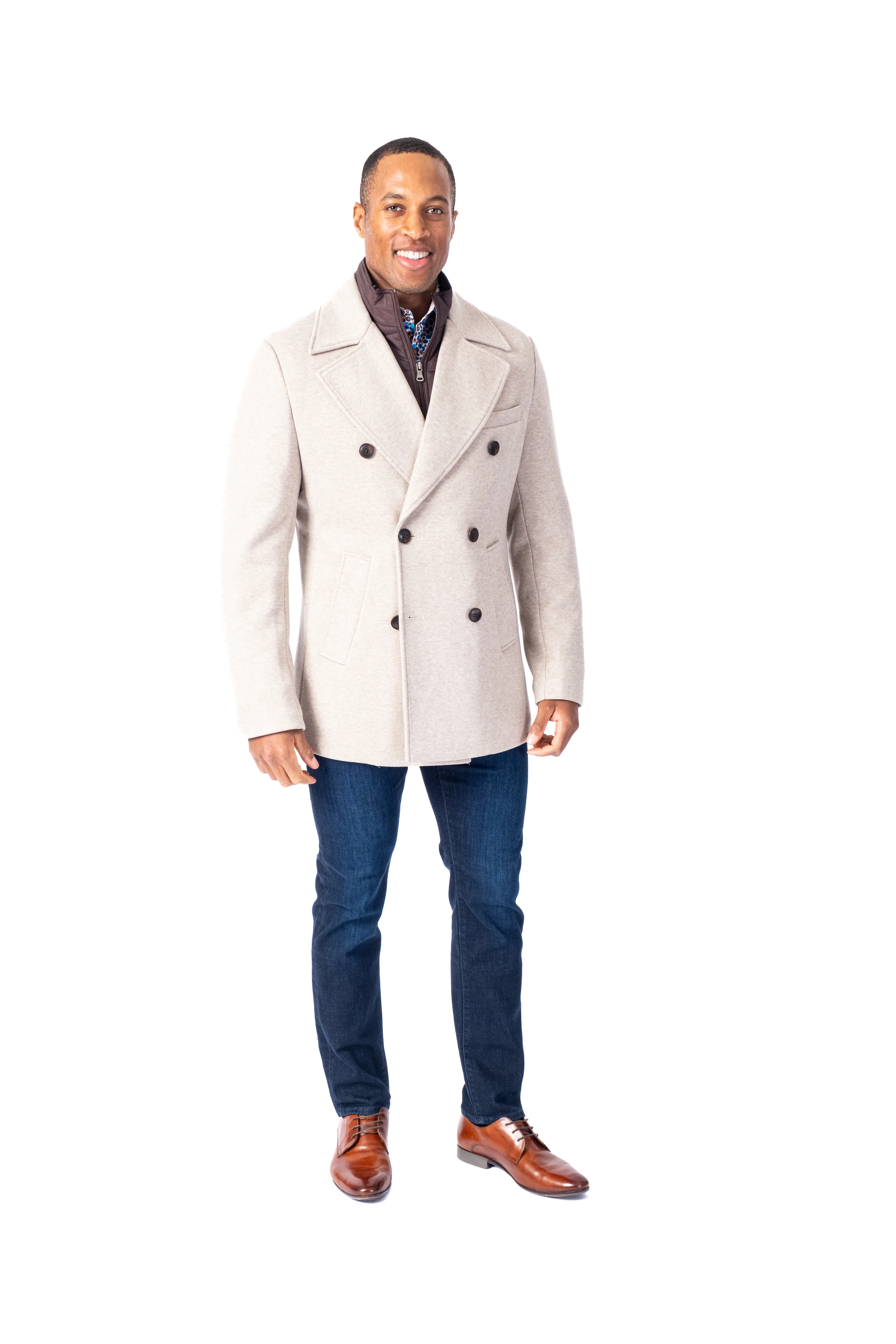 Wool / Stretch Zipout Peacoat - Oatmeal - Image 3