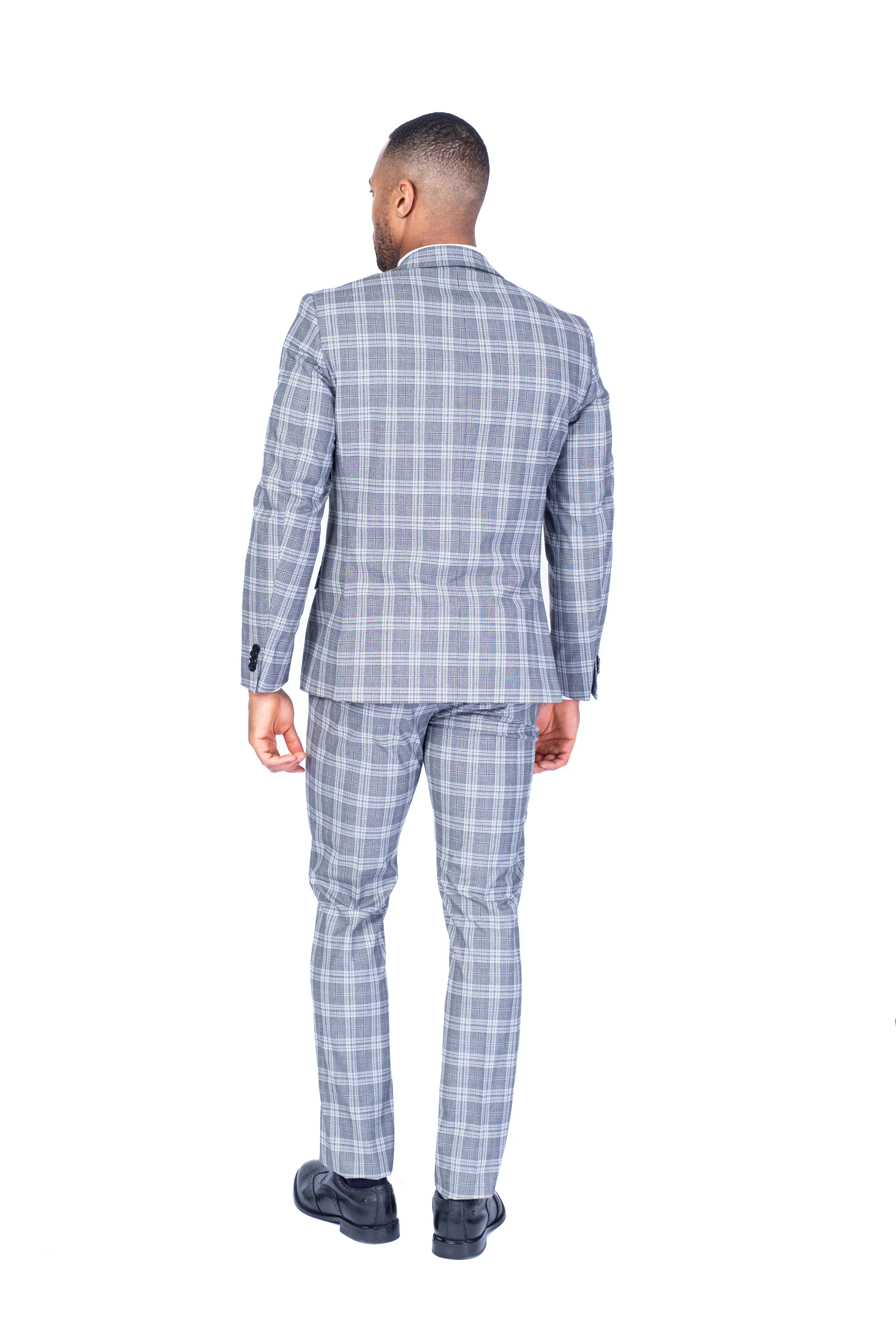 X-Fit Check Stretch Suit - Light Grey - Image 4