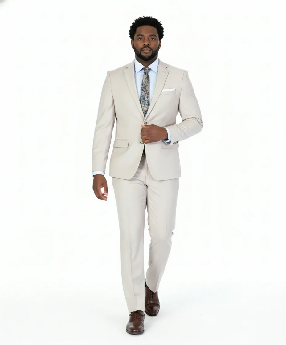 X-Fit Solid Stretch Suit (Big & Tall) - Tan - Image 3