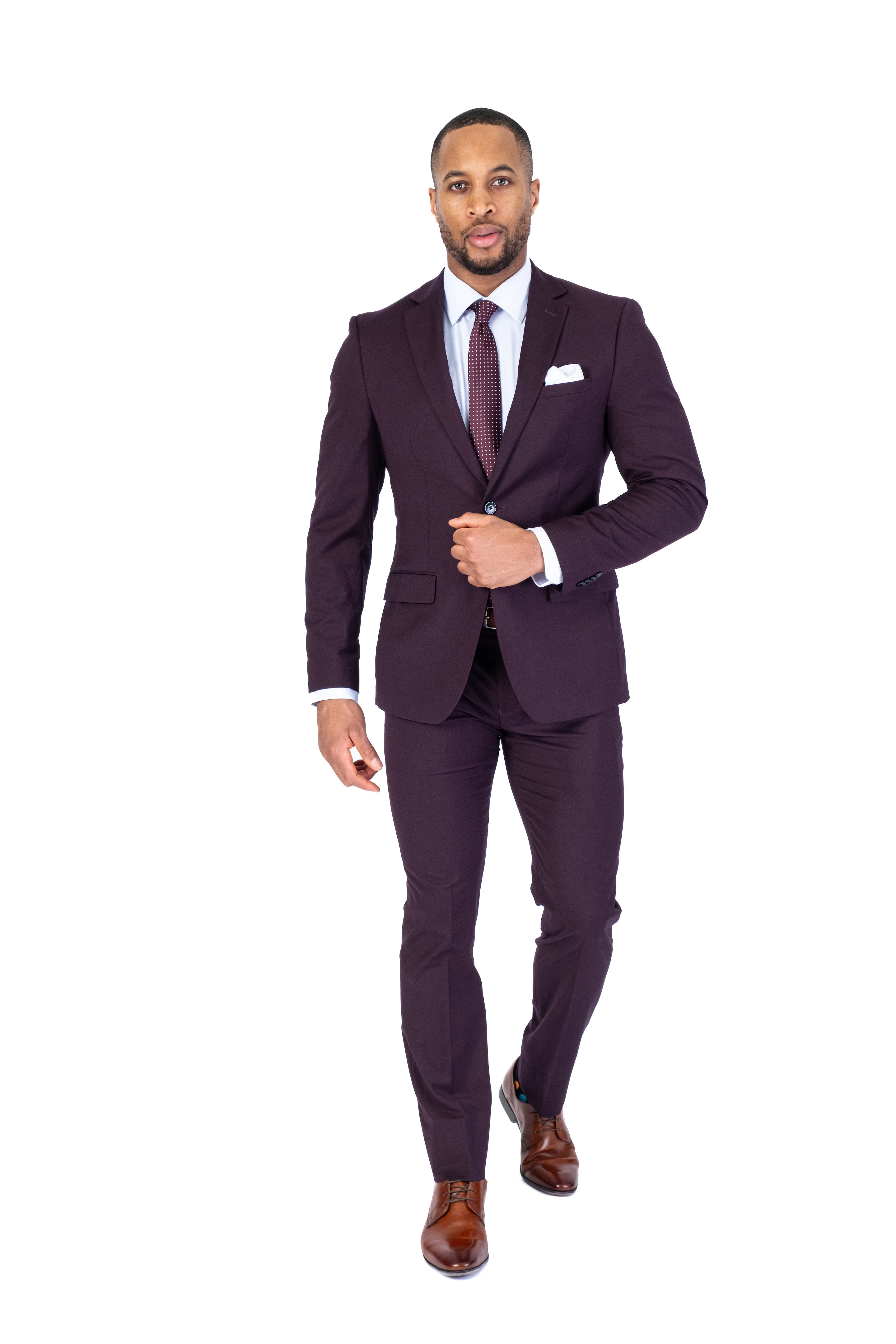 X-Fit Solid Stretch Suit - Burgundy - Image 2