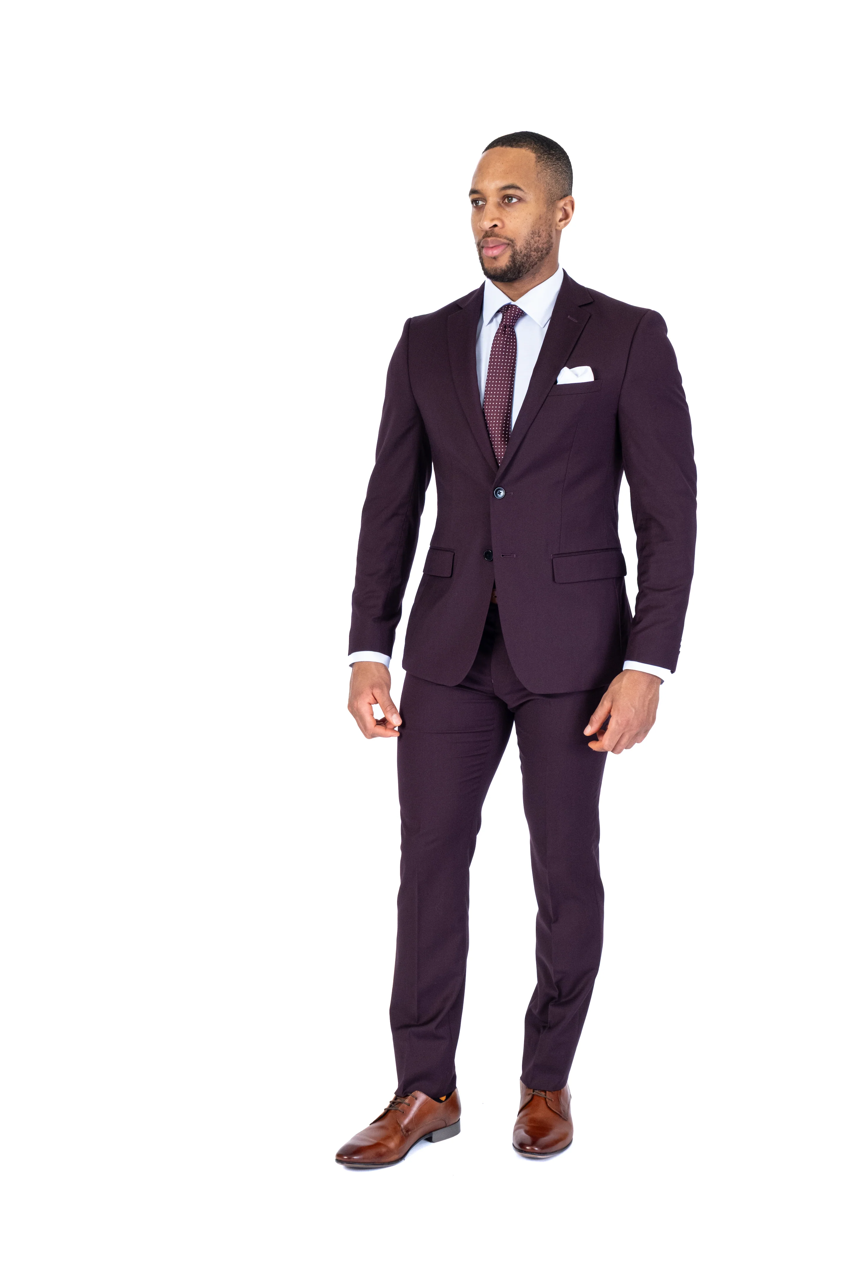 X-Fit Solid Stretch Suit - Burgundy - Image 3