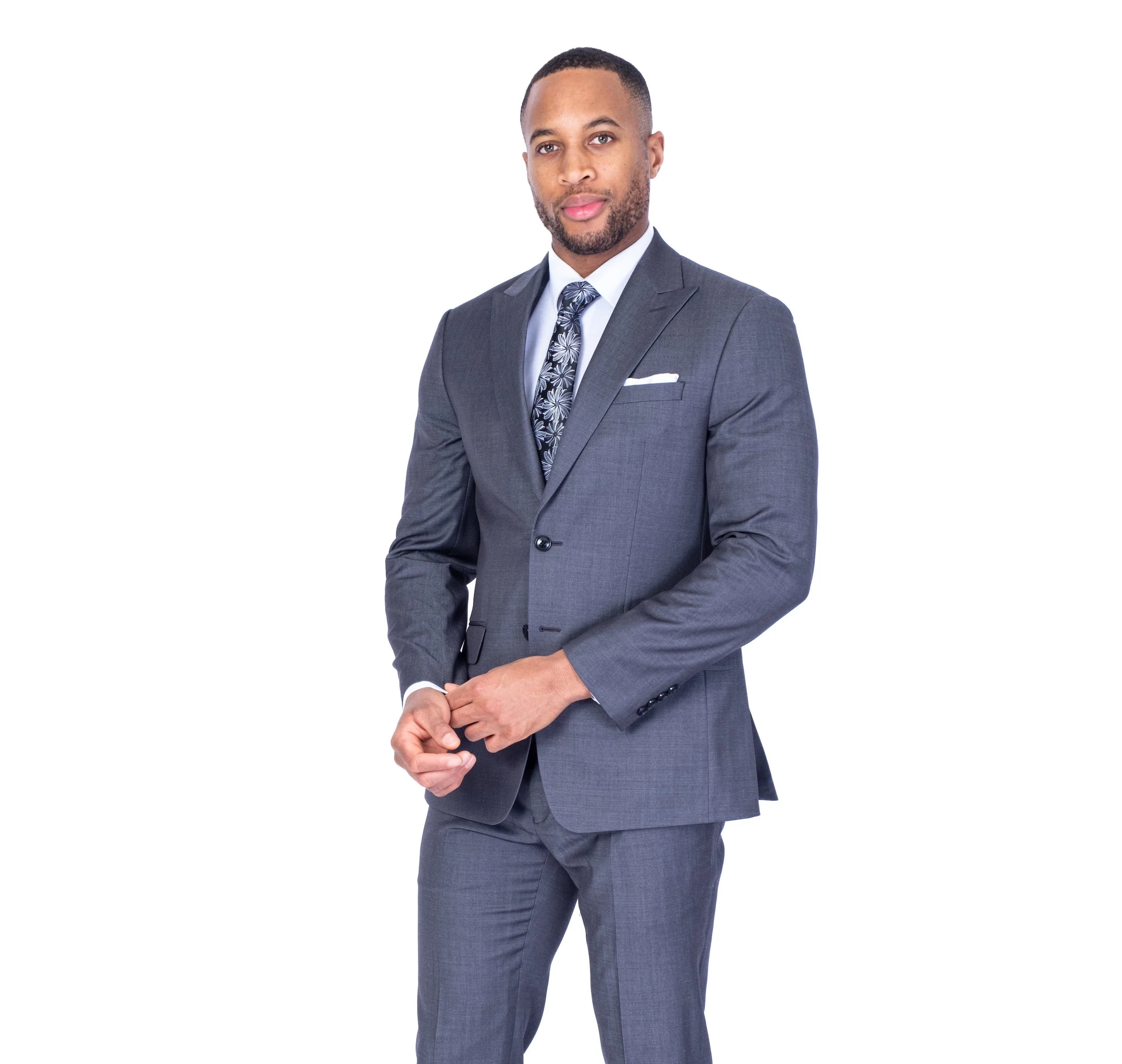 X-Fit Textured Peak Lapel Stretch Suit - Grey