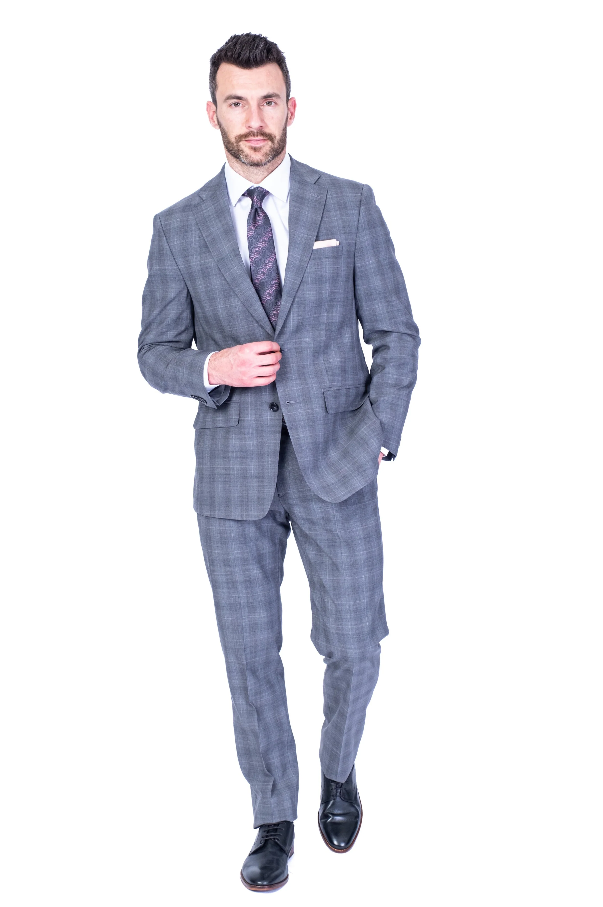 X-Slim Check Suit - Grey - Image 2
