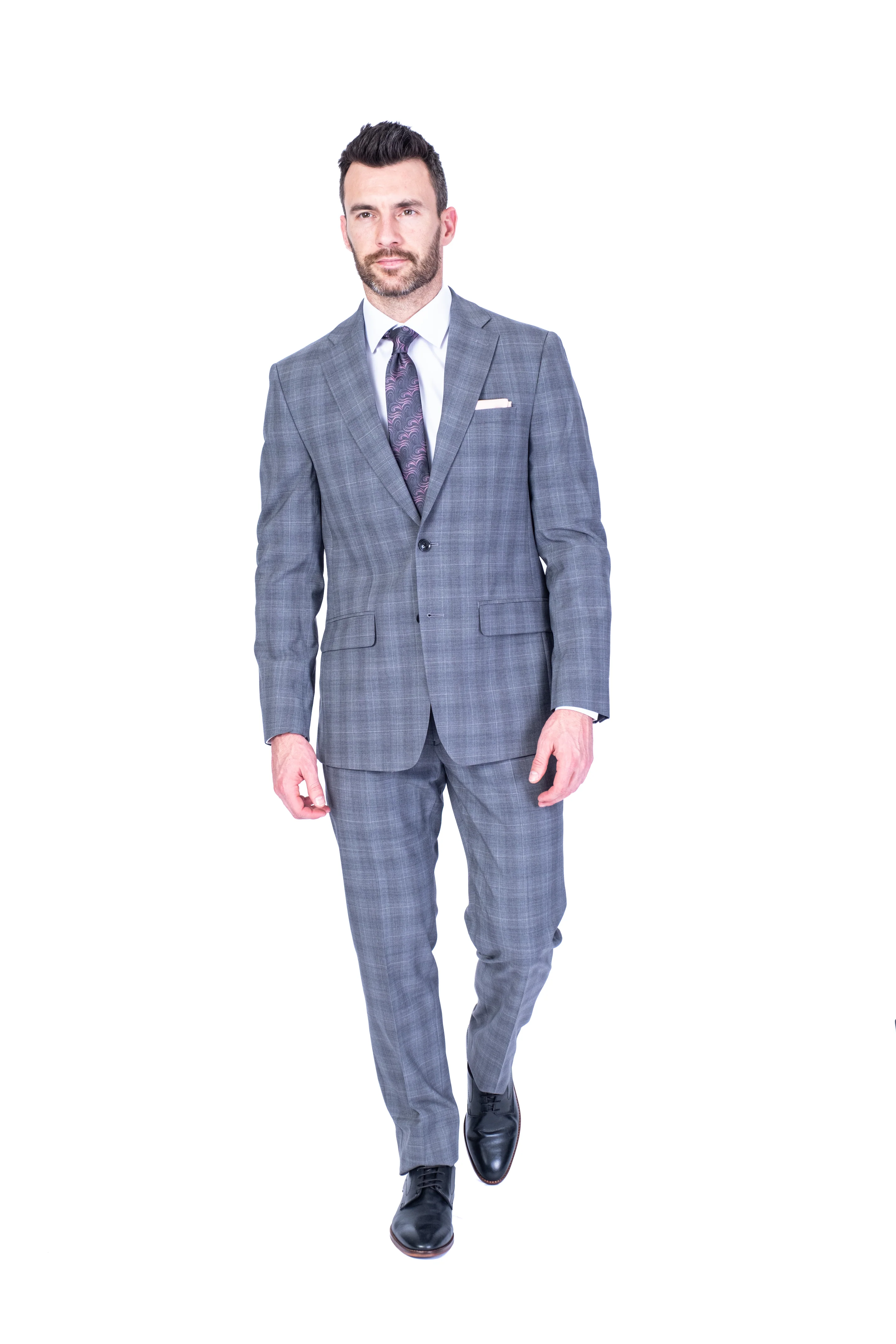 X-Slim Check Suit - Grey - Image 3