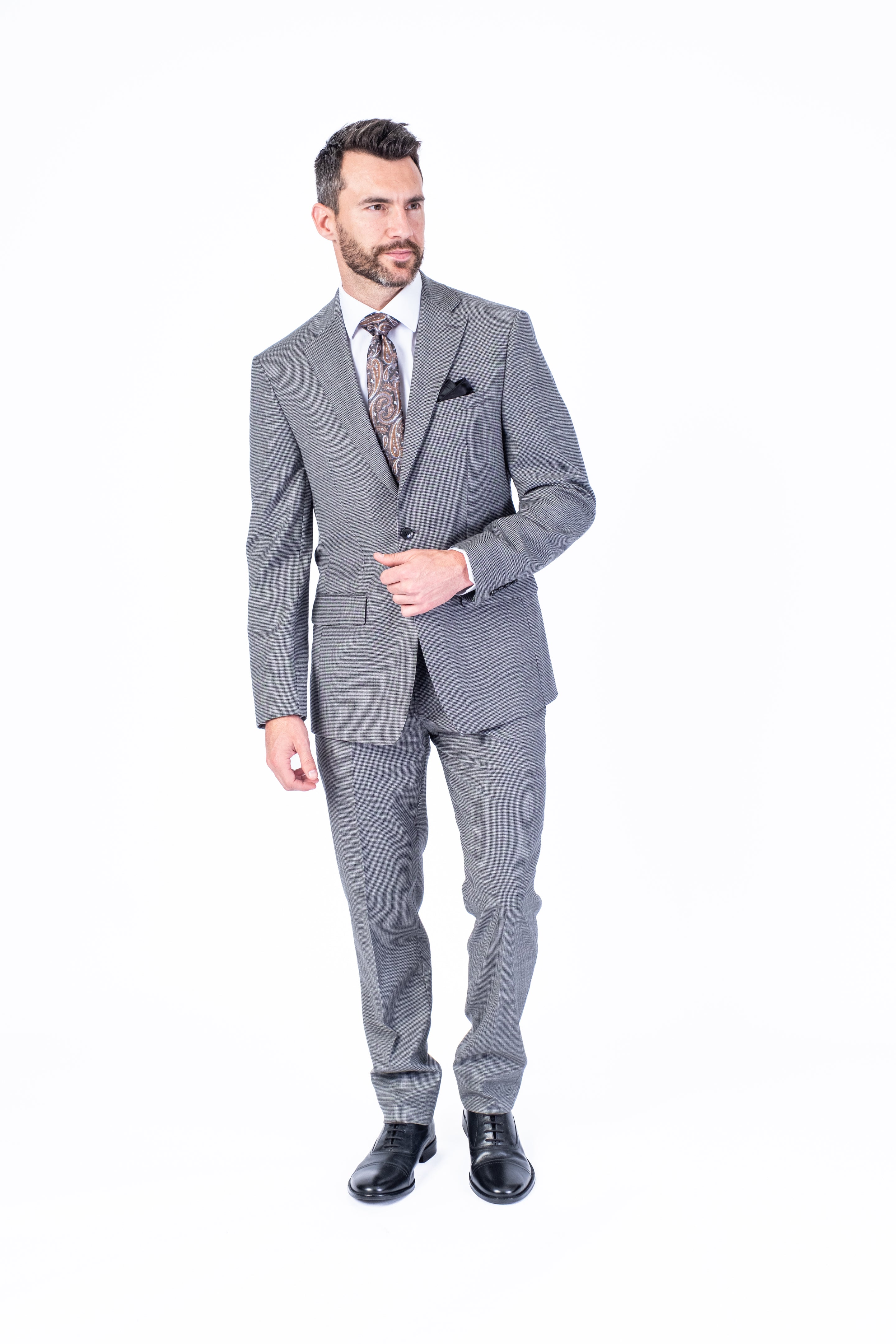 X-Slim Mini Houndstooth Suit - Tan/Brown - Image 2