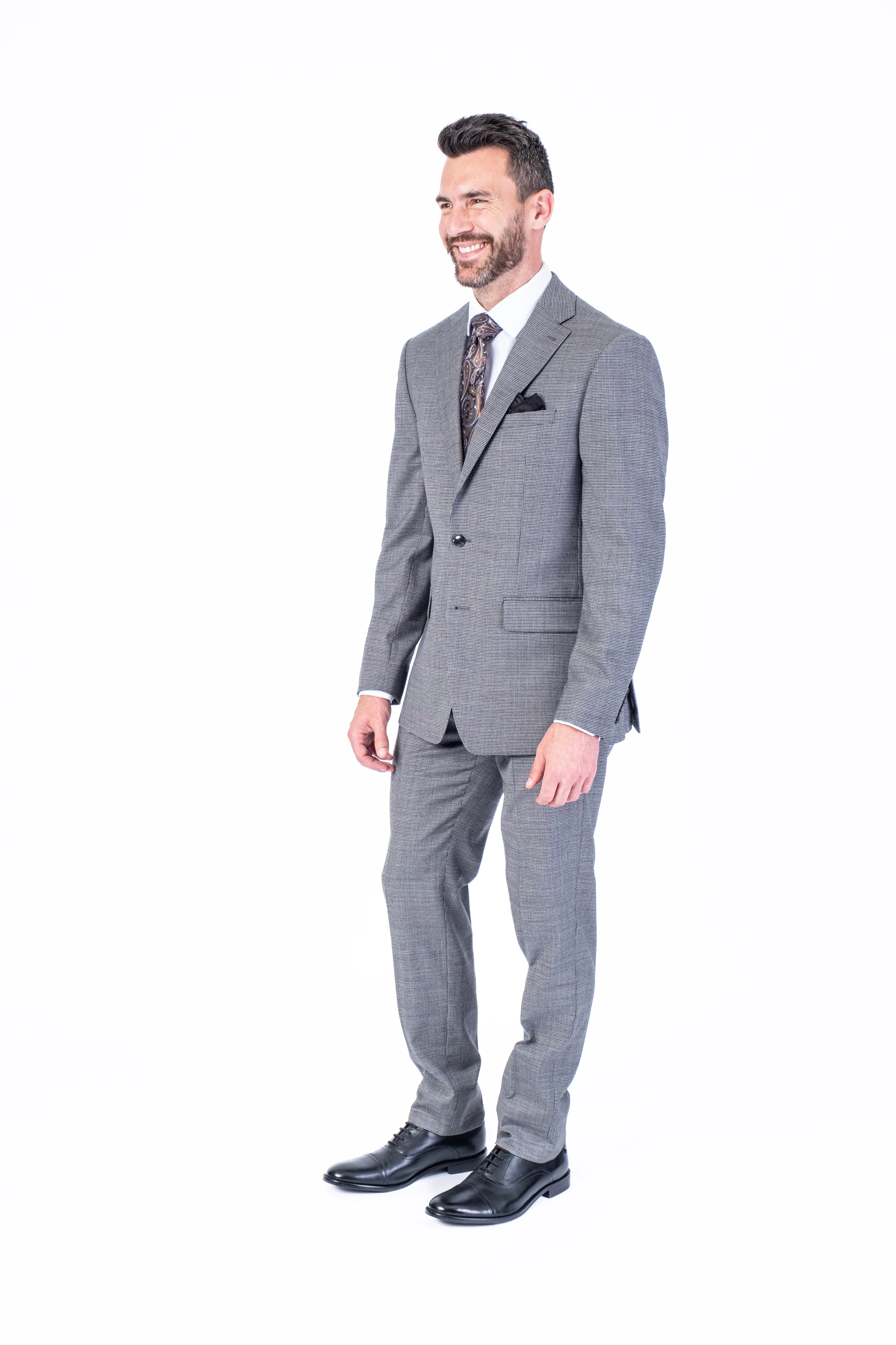 X-Slim Mini Houndstooth Suit - Tan/Brown - Image 4