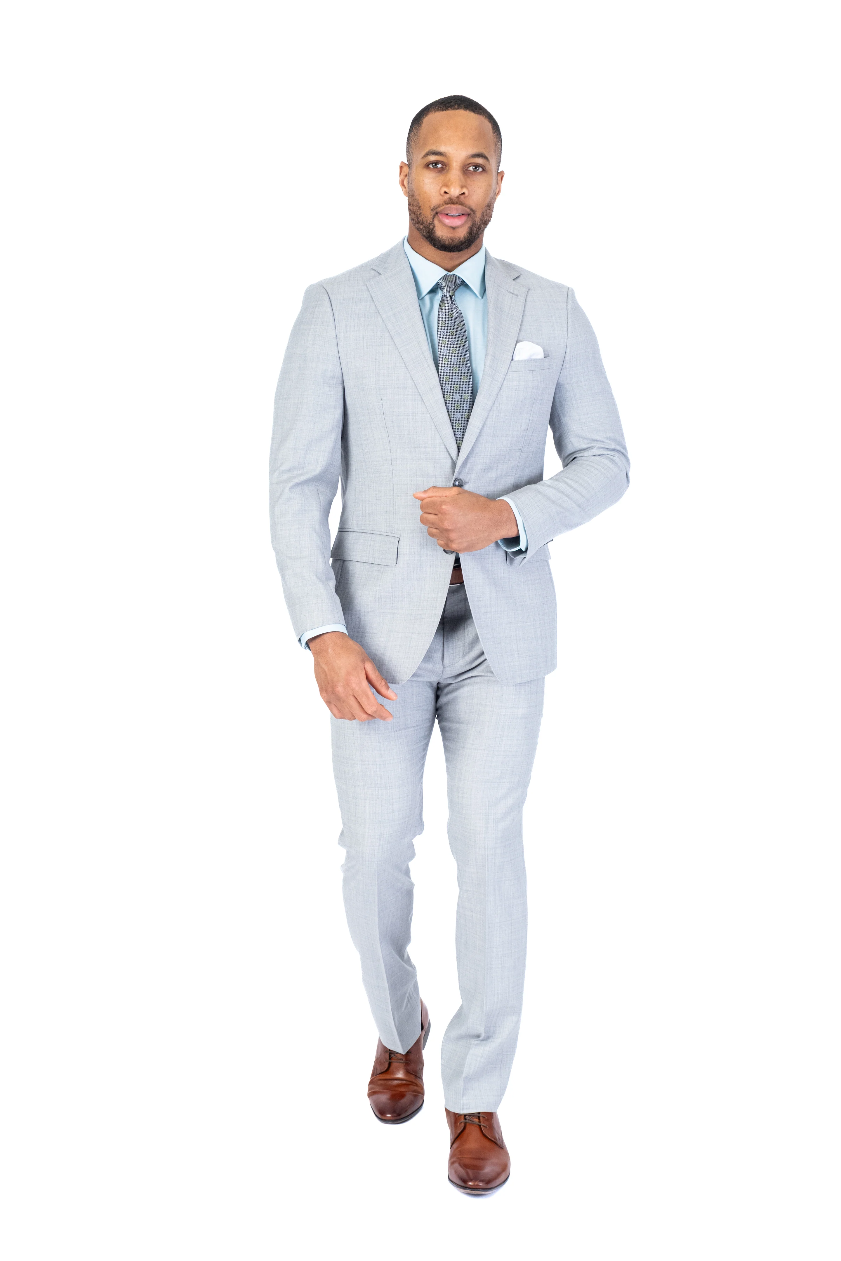 X-Slim Solid Stretch Stretch Suit - Silver - Image 2