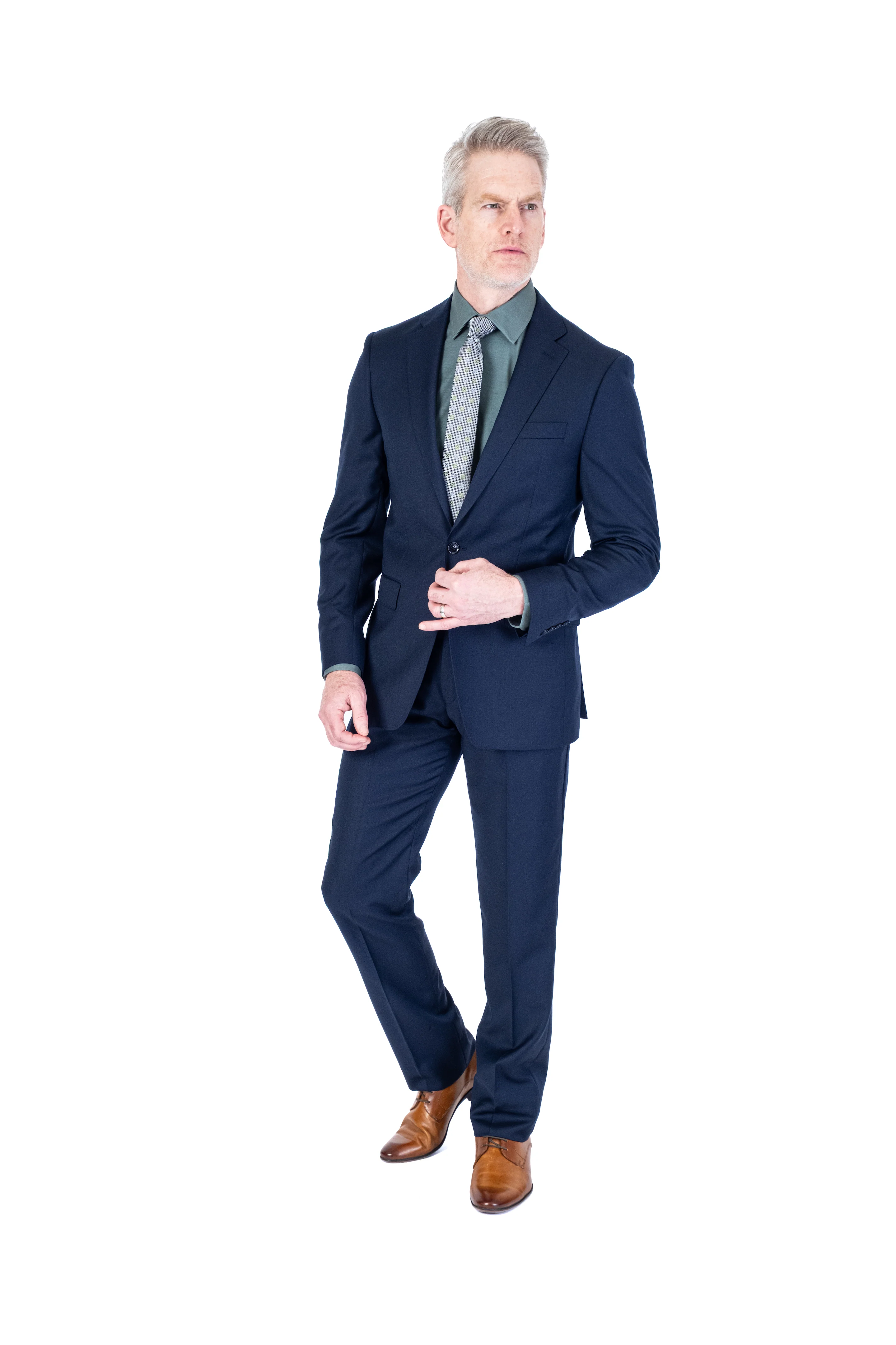 X-Slim Solid Suit - Navy - Image 2